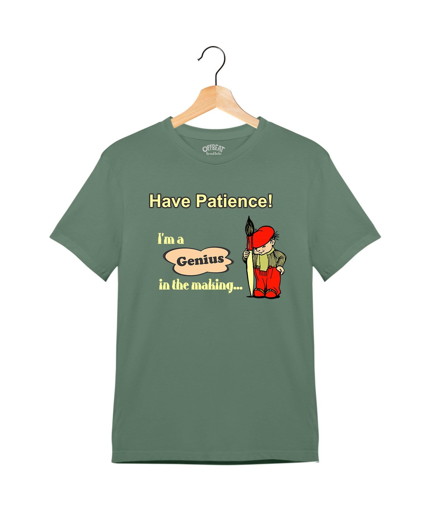 Patience - Premium Round Neck Cotton Tees for Juniors - Basil Green