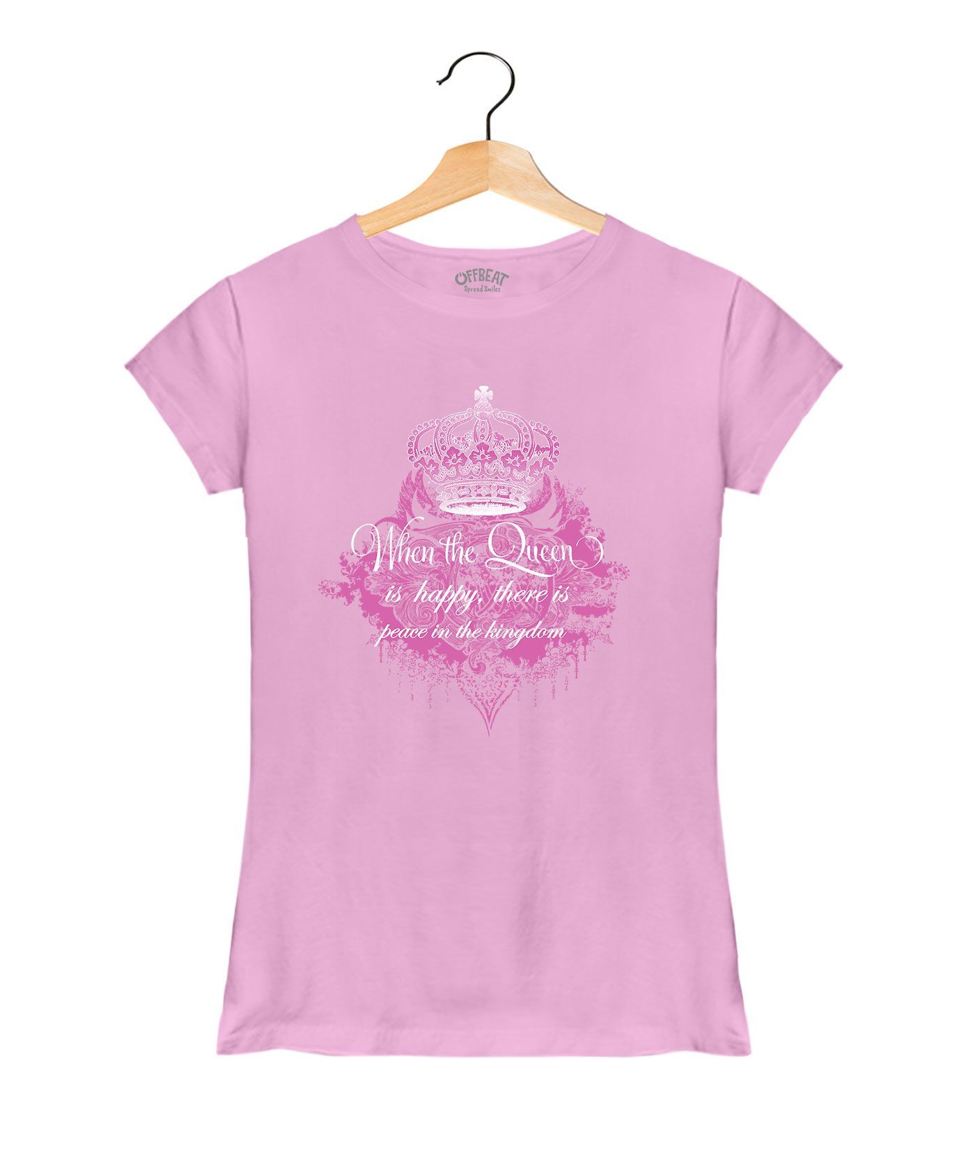 Queen Is Happy - Premium Round Neck Cotton Tees for Women - Orchid Purple