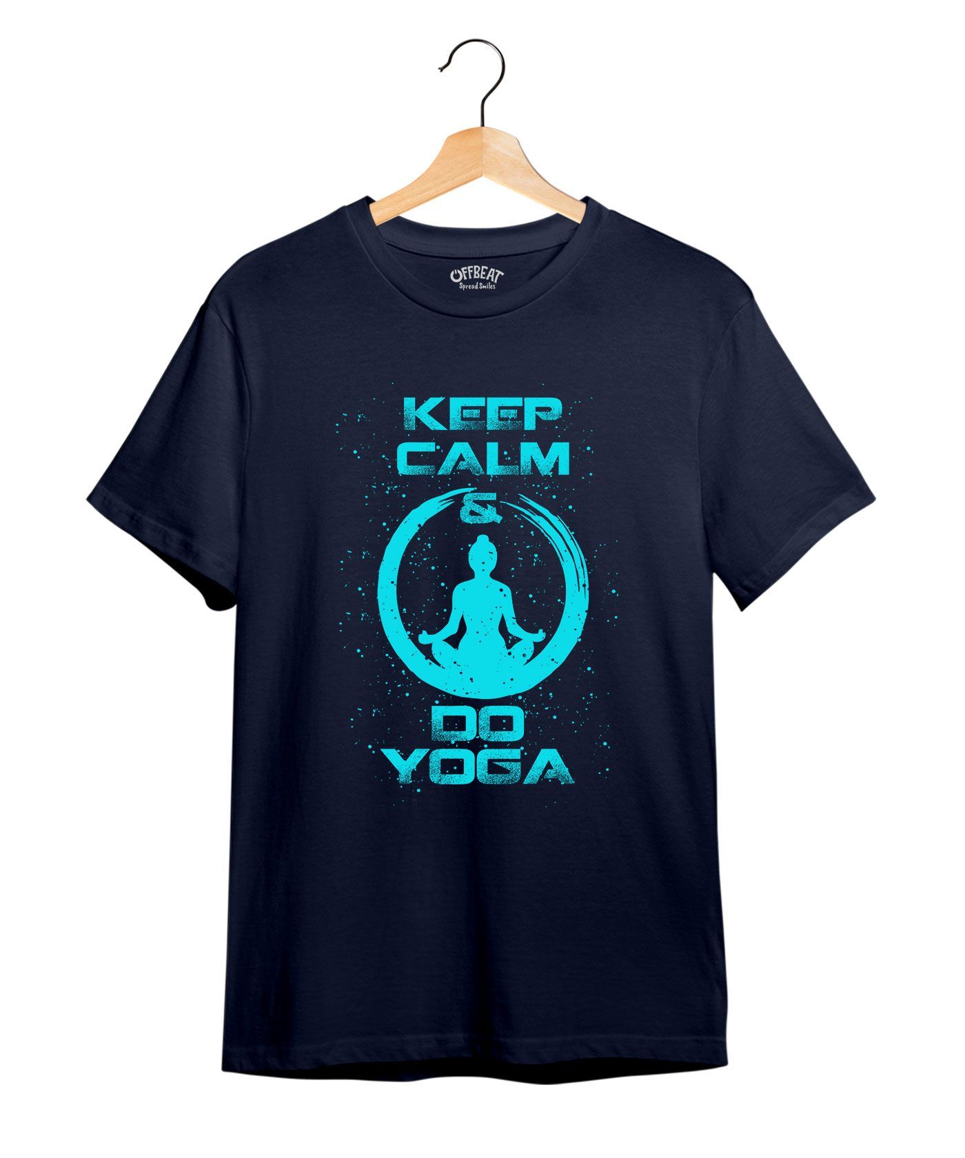 Keep Calm and Do Yoga - Premium Round Neck Cotton Tees - Navy Blue