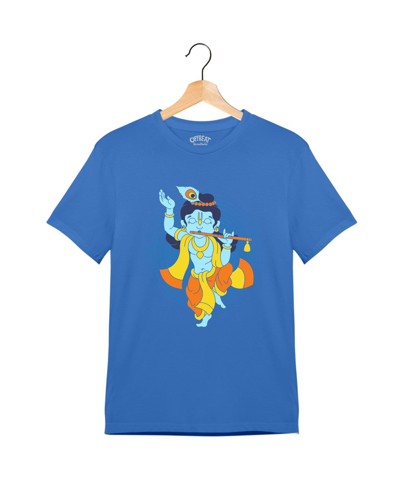 Dancing Krishna  - Premium Round Neck Cotton Tees for Juniors - Electric Blue 