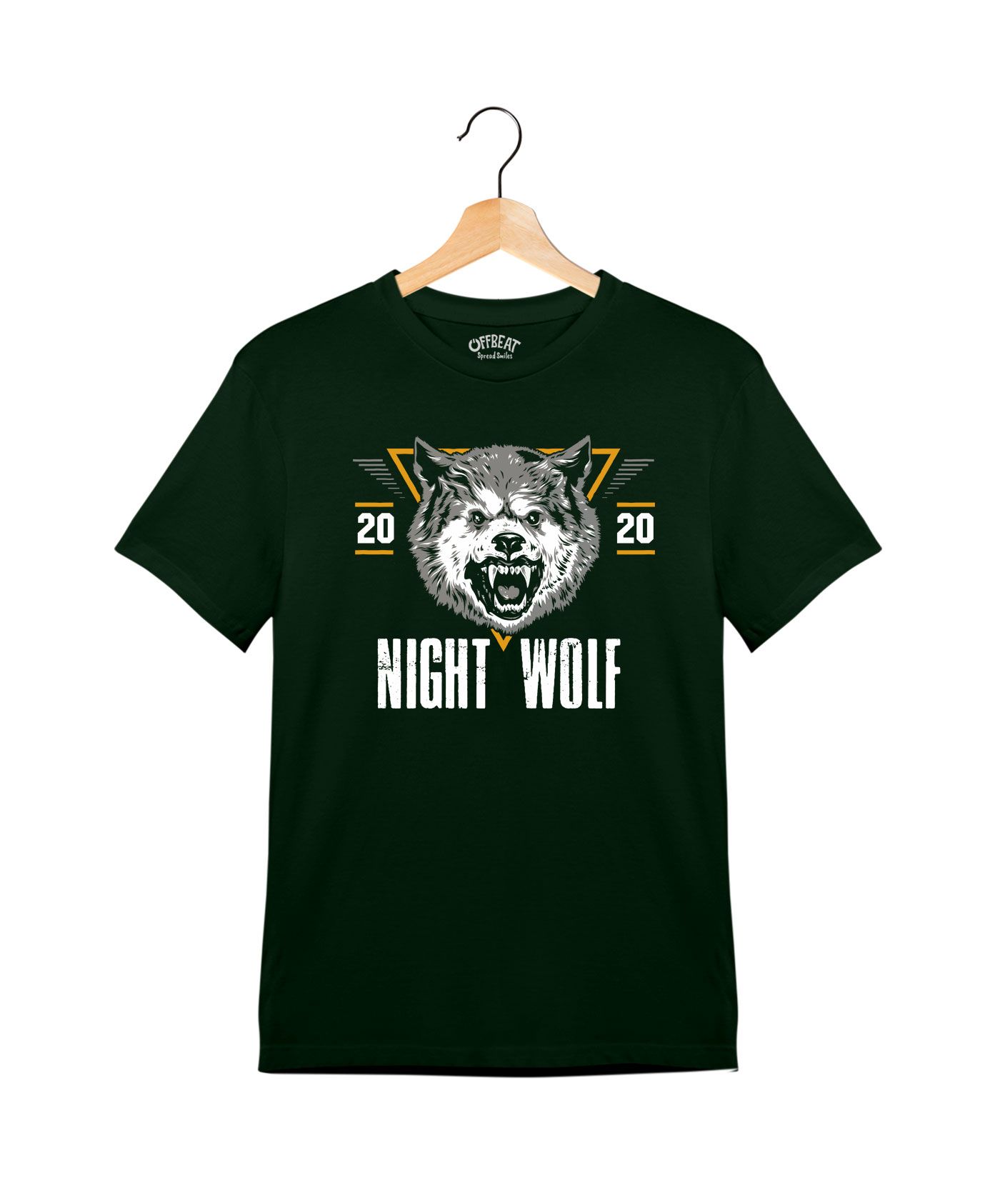 Night Wolf - Premium Round Neck Cotton Tees for Juniors - Bottle Green 