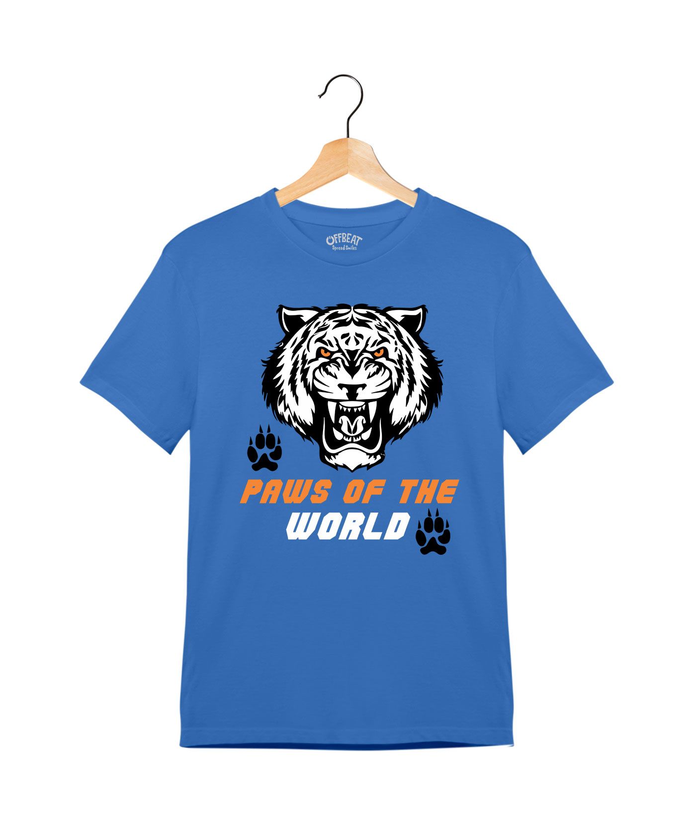 Paws Of the World  - Premium Round Neck Cotton Tees for Juniors - Electric Blue 