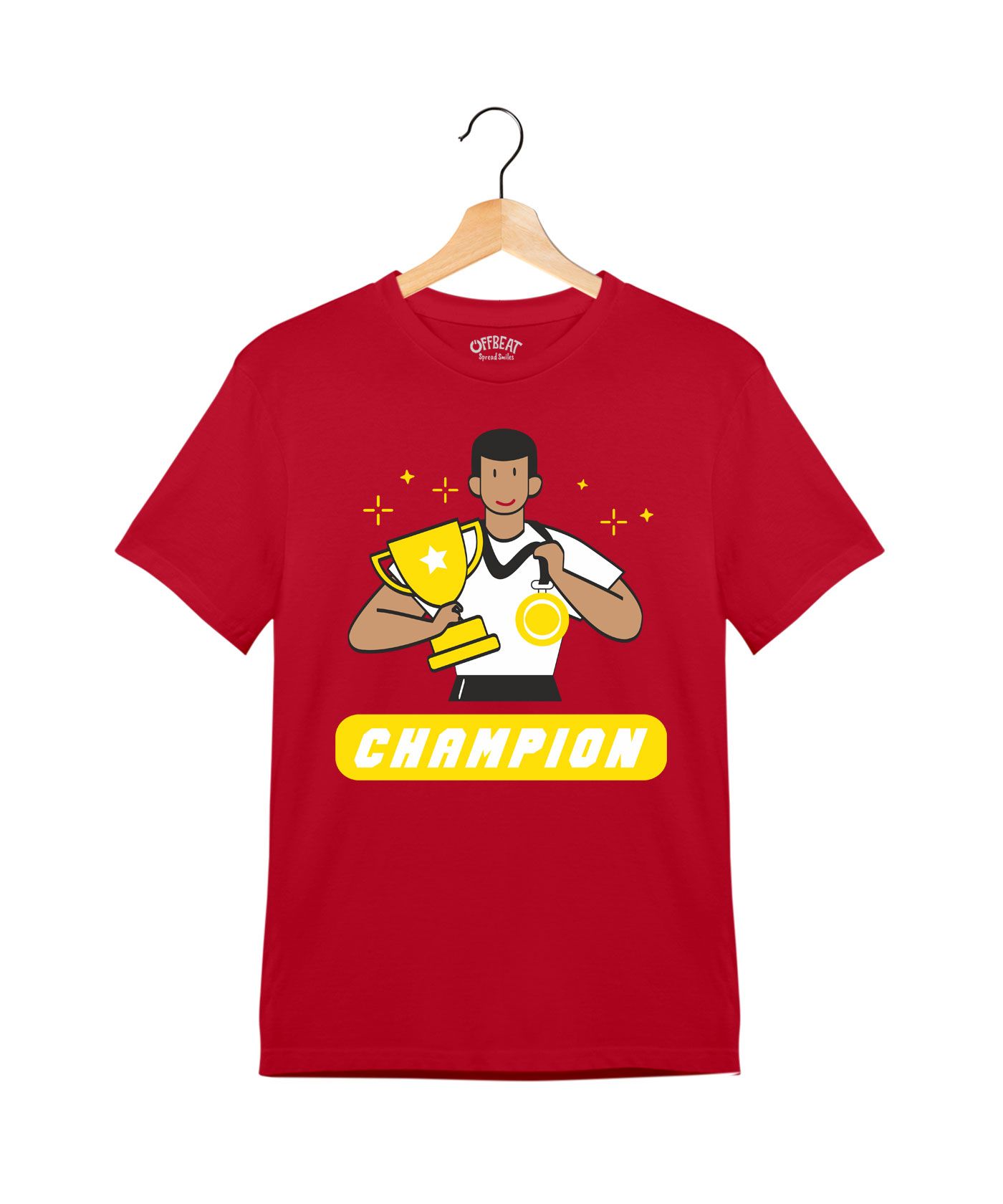 Champion - Premium Round Neck Cotton Tees for Juniors - Red 