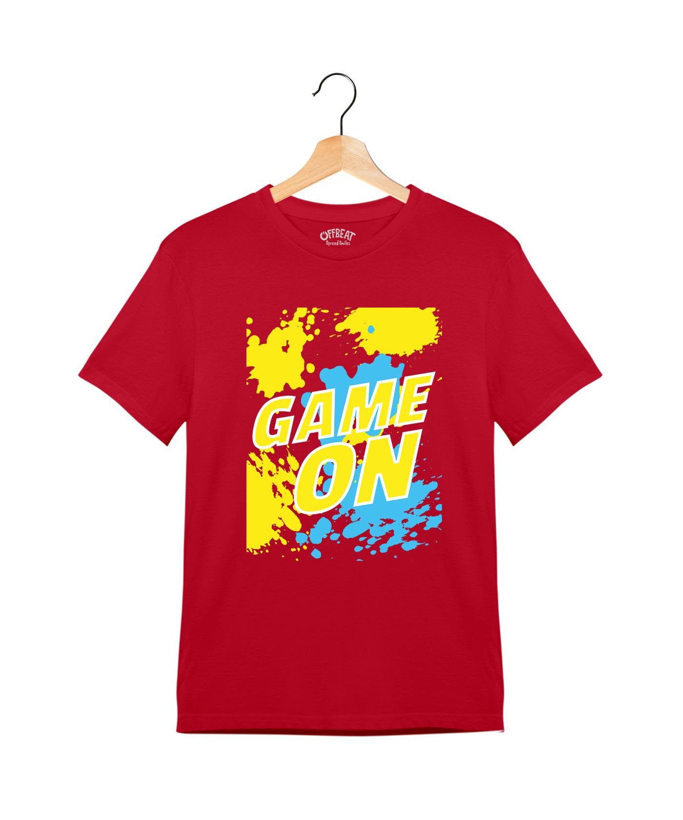 Game On  - Premium Round Neck Cotton Tees for Juniors - Red 