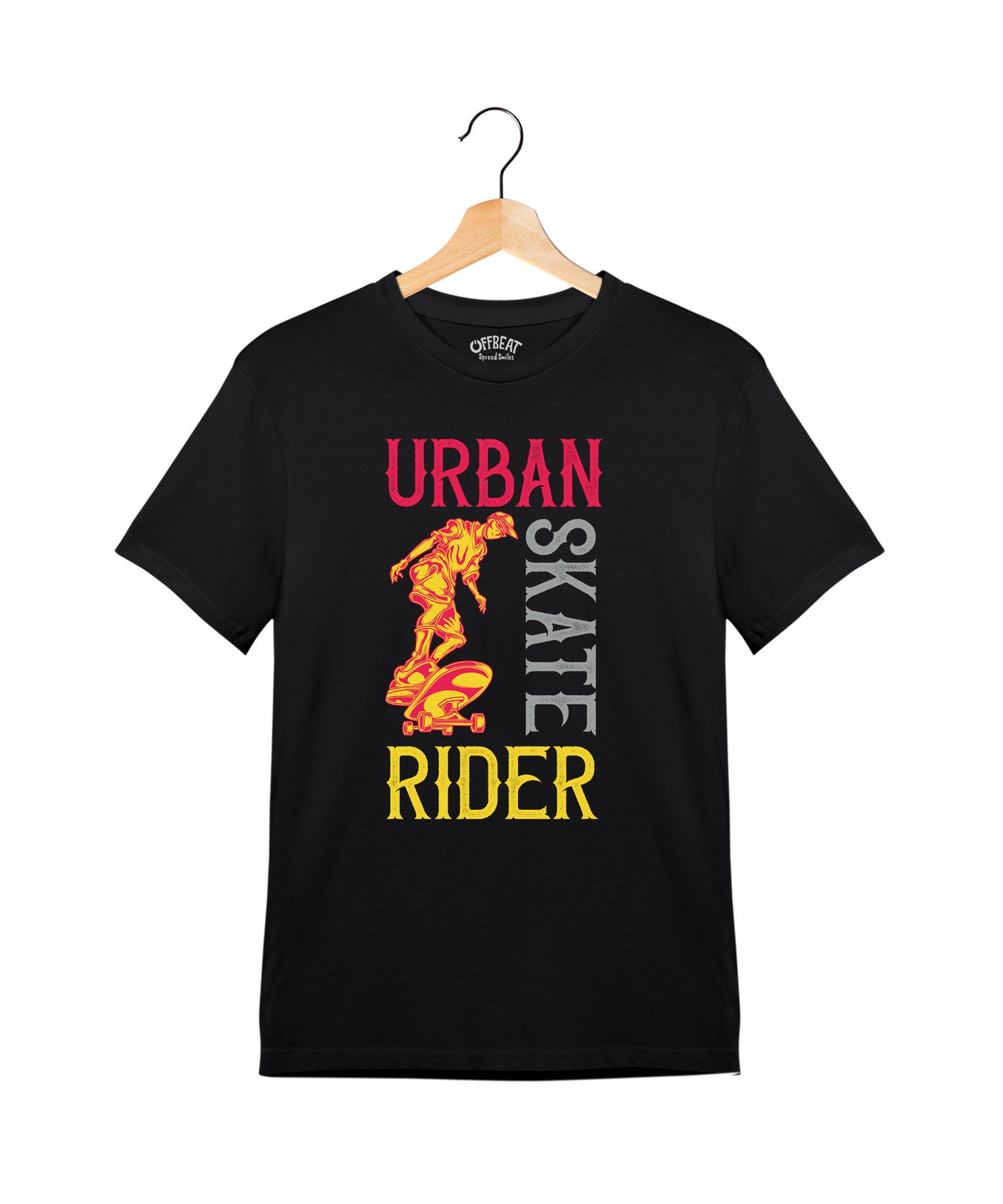 Urban Skate Rider  - Premium Round Neck Cotton Tees for Juniors - Black 