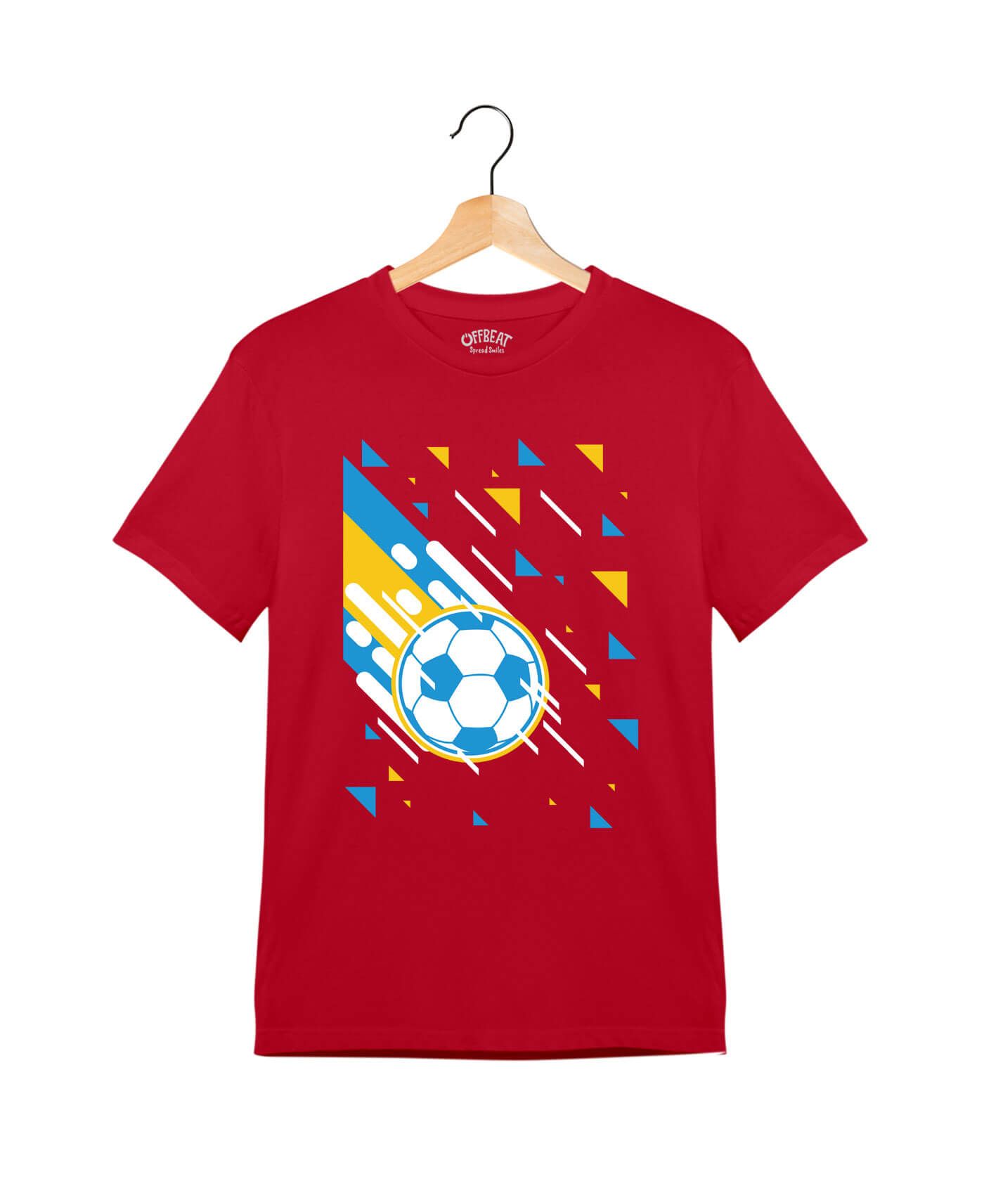 Football - Premium Round Neck Cotton Tees for Juniors - Red