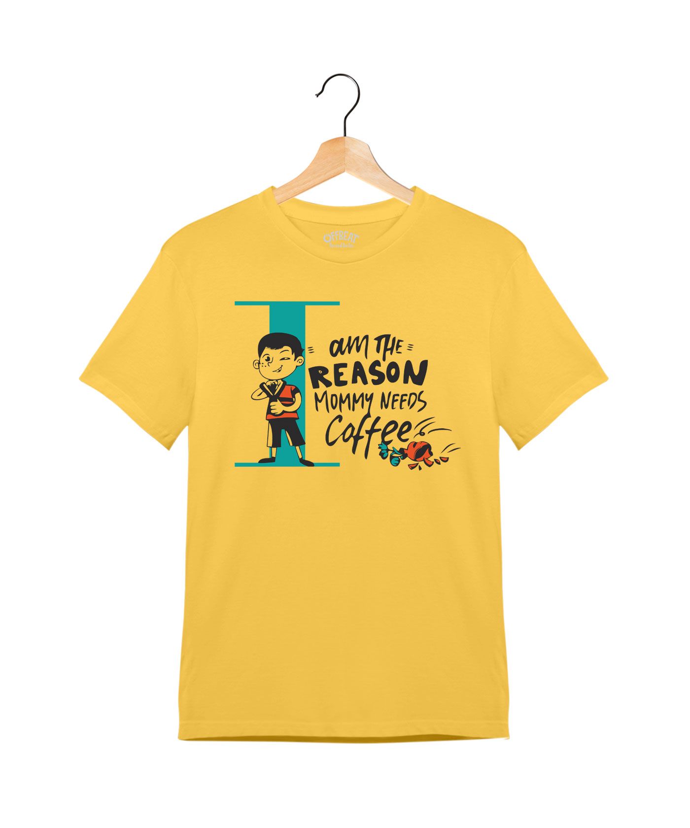 Mommy Needs Coffee - Premium Round Neck Cotton Tees for Juniors - Lemon Yellow 
