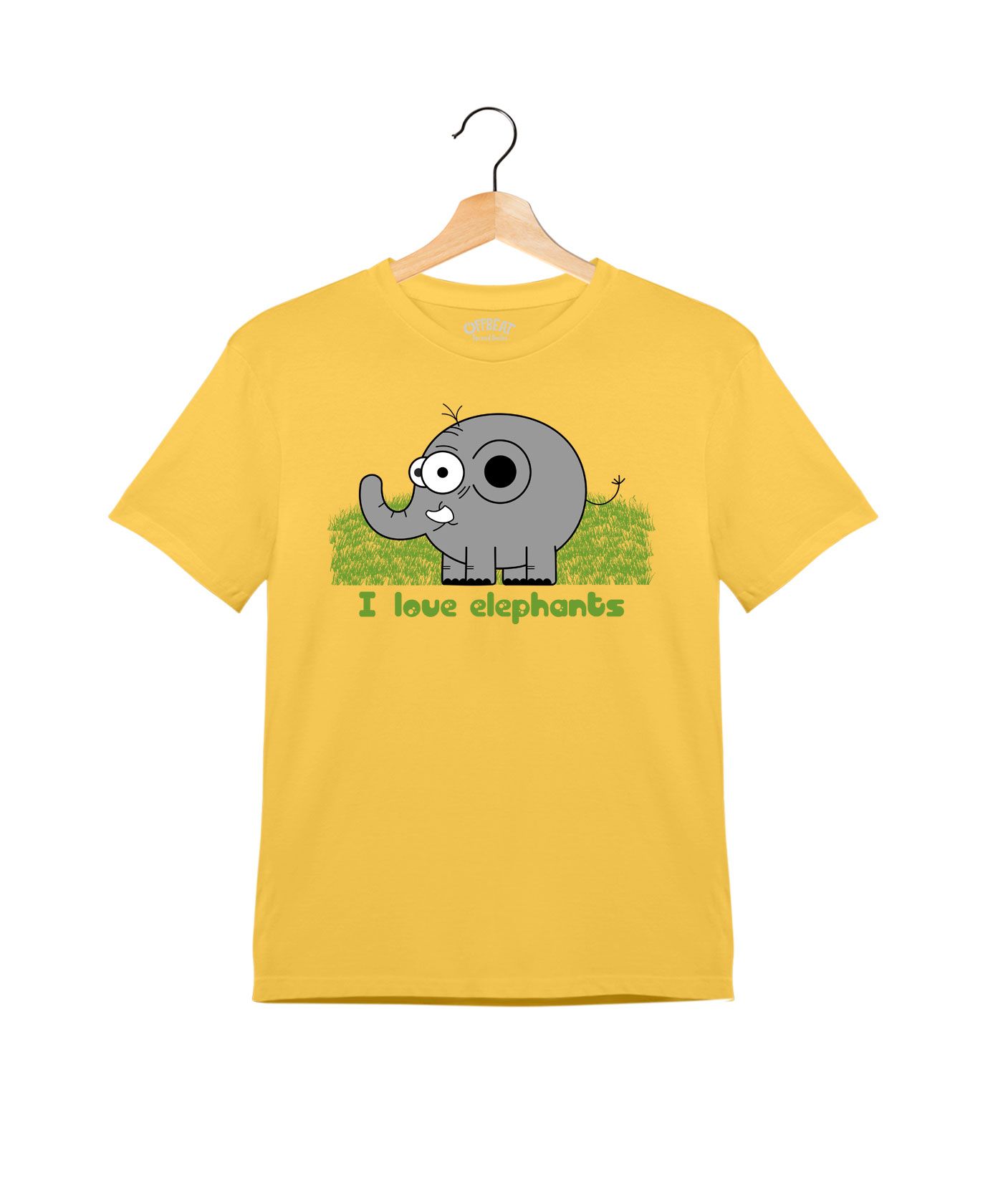 I Love Elephant - Premium Round Neck Cotton Tees for Kids - Minion Yellow