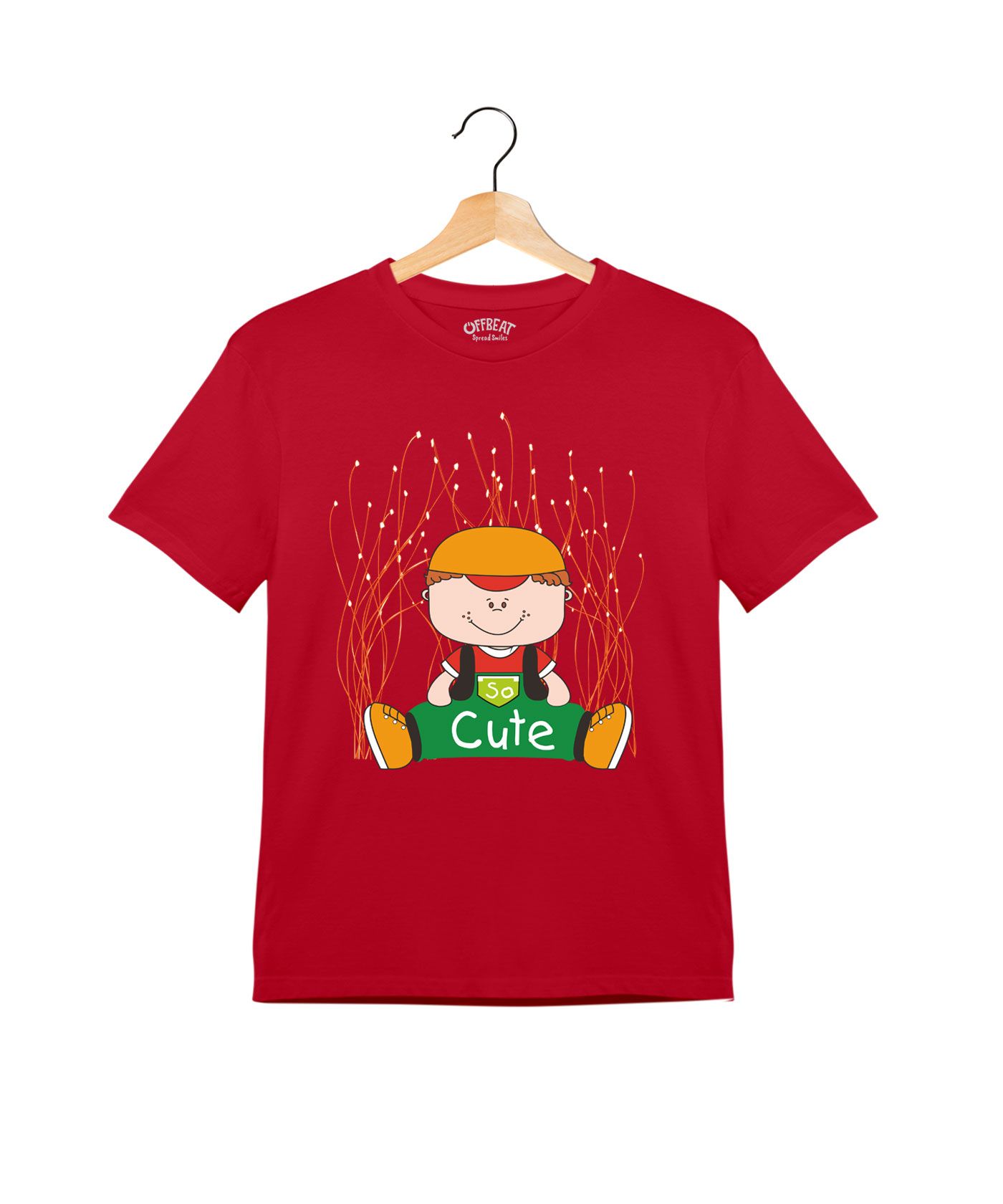 Cute - Premium Round Neck Cotton Tees for Kids - Red