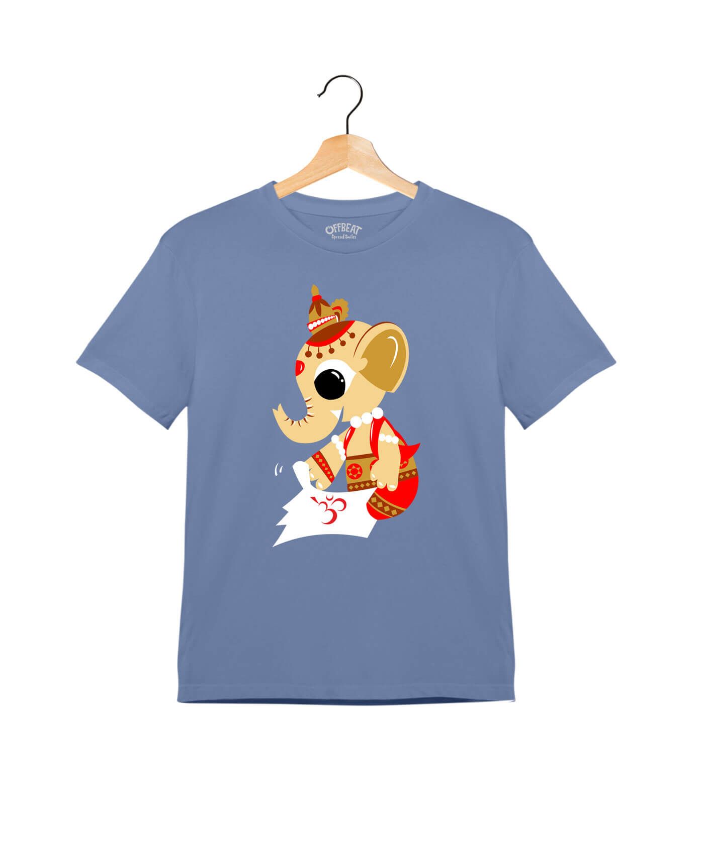Vignayam - Premium Round Neck Cotton Tees for Kids - Pigeon Blue