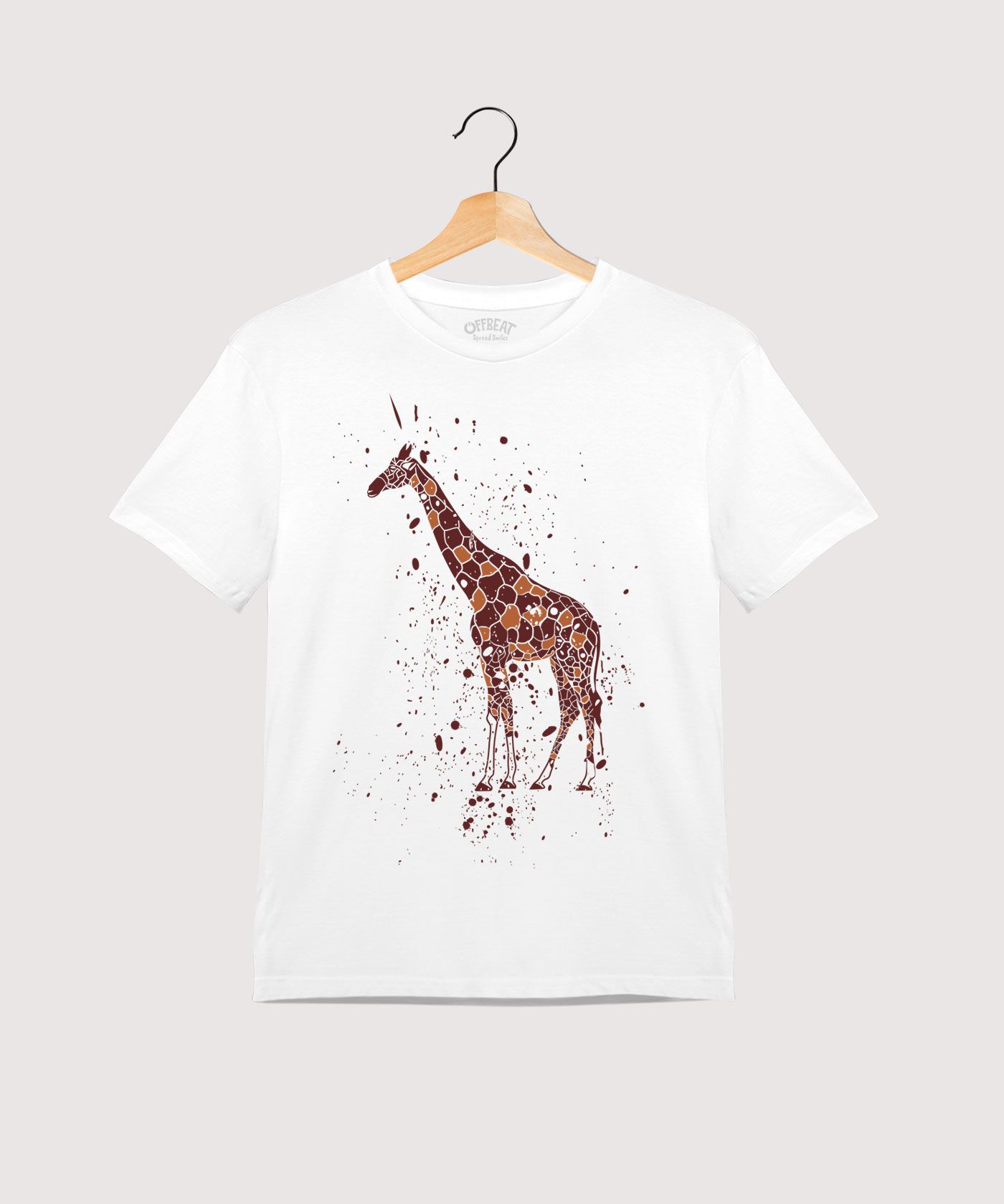 Giraffe - Premium Round Neck Cotton Tees for Kids - White