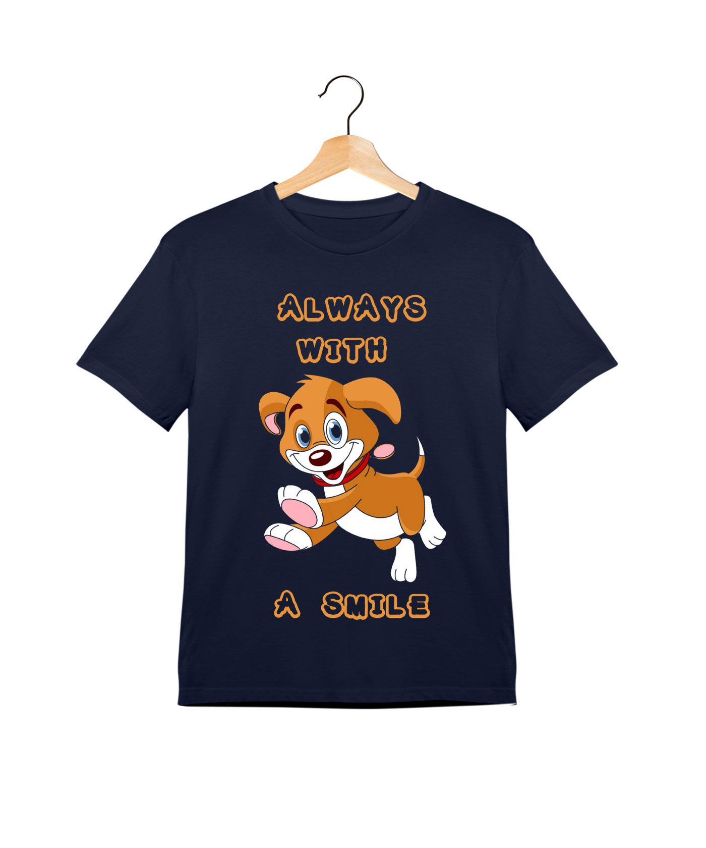 Always with a smile - Premium Round Neck Cotton Tees for Kids - Navy Blue