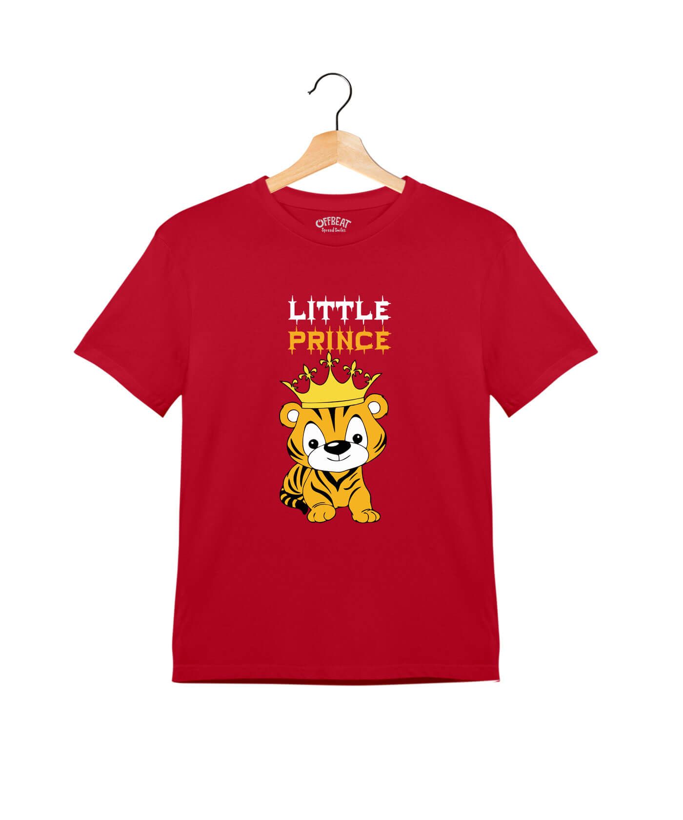 Little Prince - Premium Round Neck Cotton Tees for Kids - Red