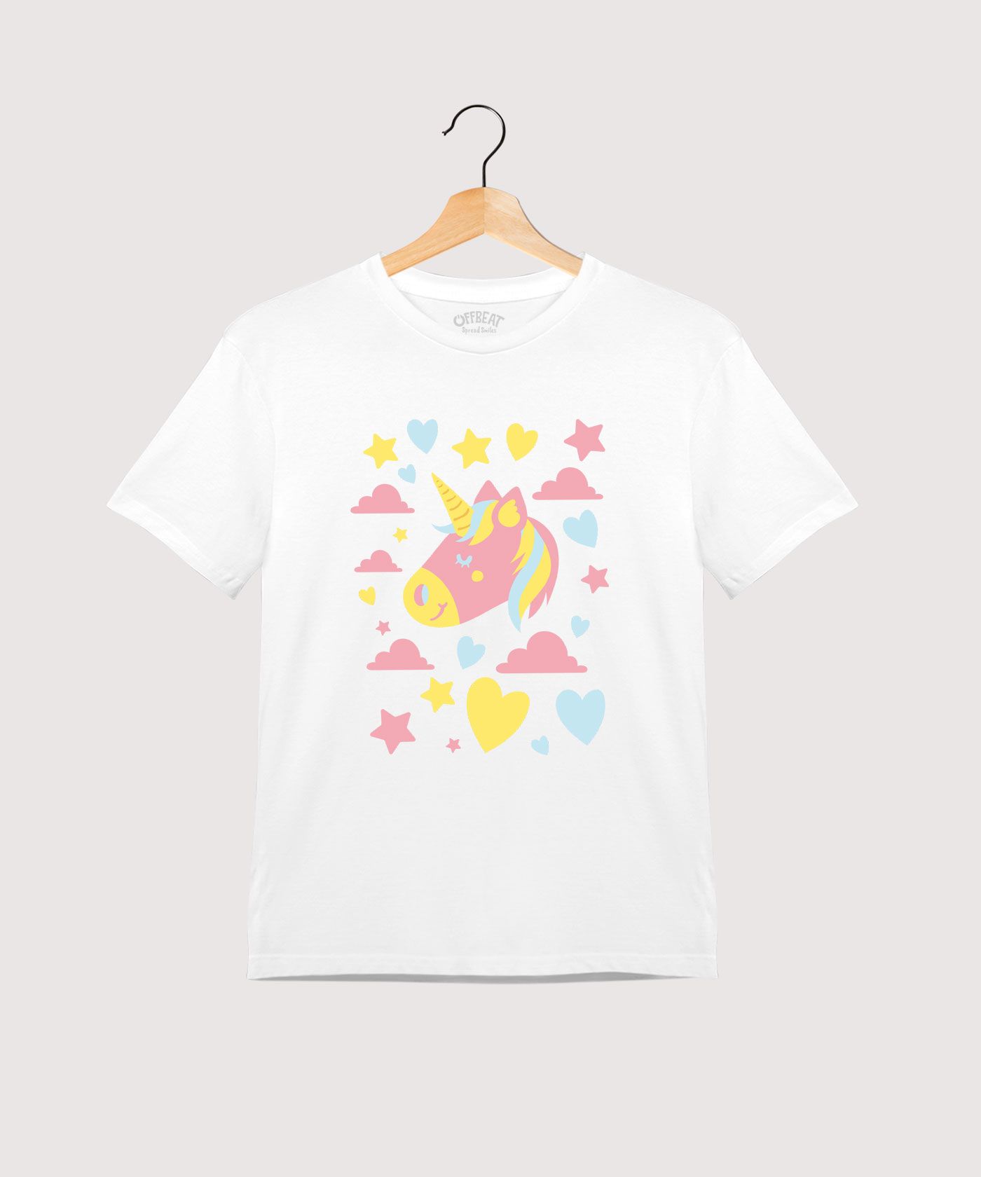 Unicorn - Premium Round Neck Cotton Tees for Kids - White