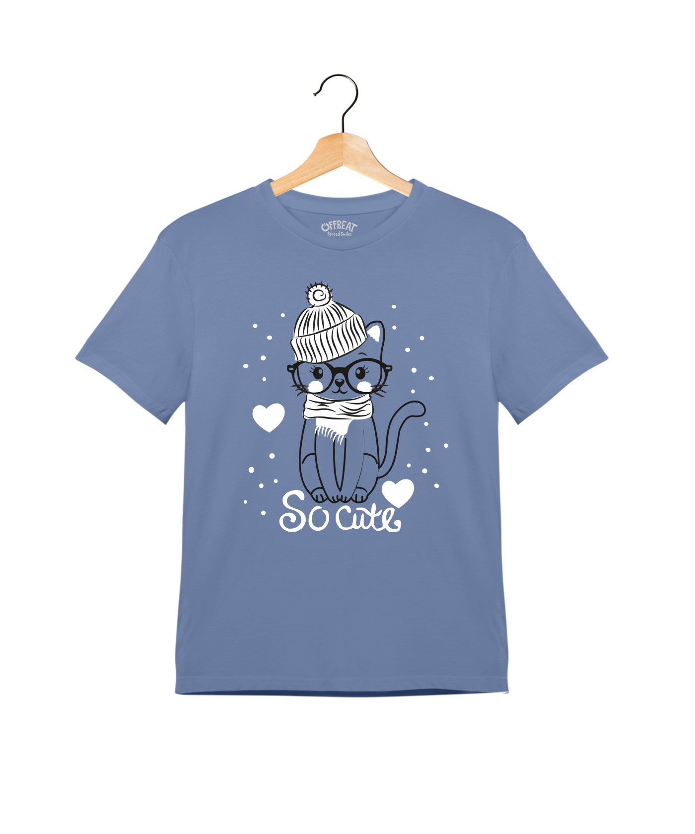 So Cute  - Premium Round Neck Cotton Tees for Kids - Pigeon Blue