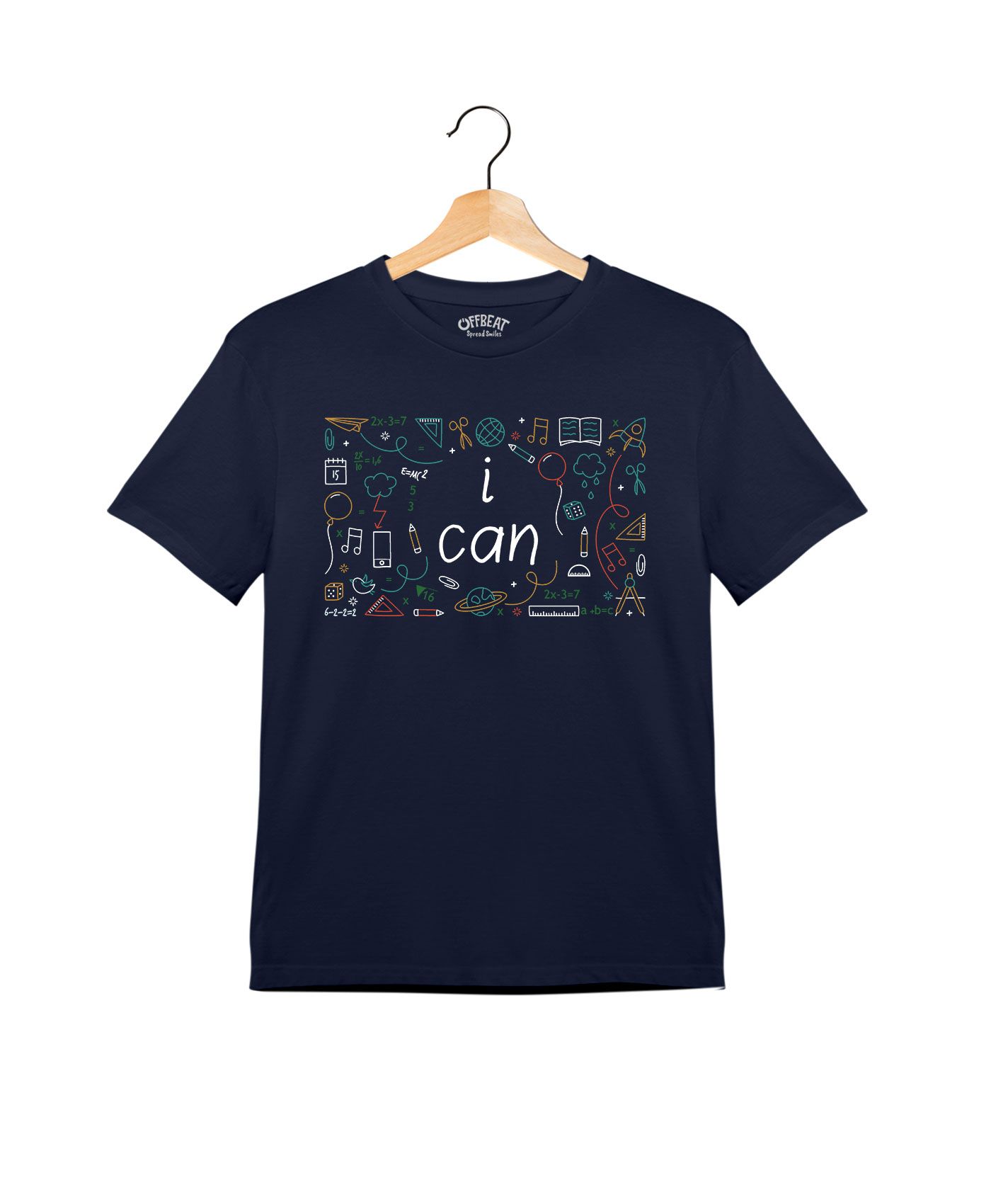 I can  - Premium Round Neck Cotton Tees for Kids - Navy Blue