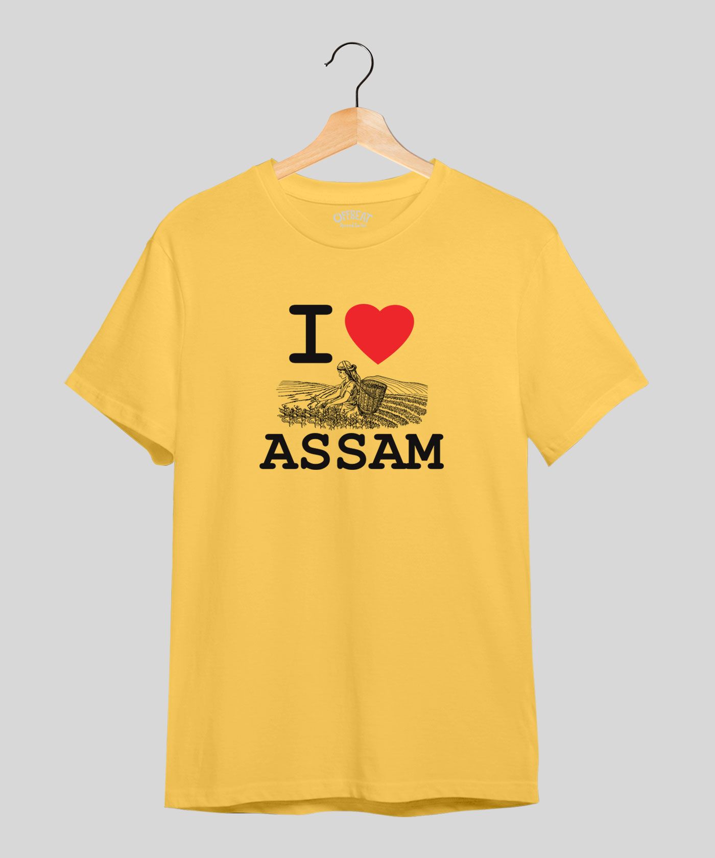 I Love Assam - Premium Round Neck Cotton Tees - Minion Yellow