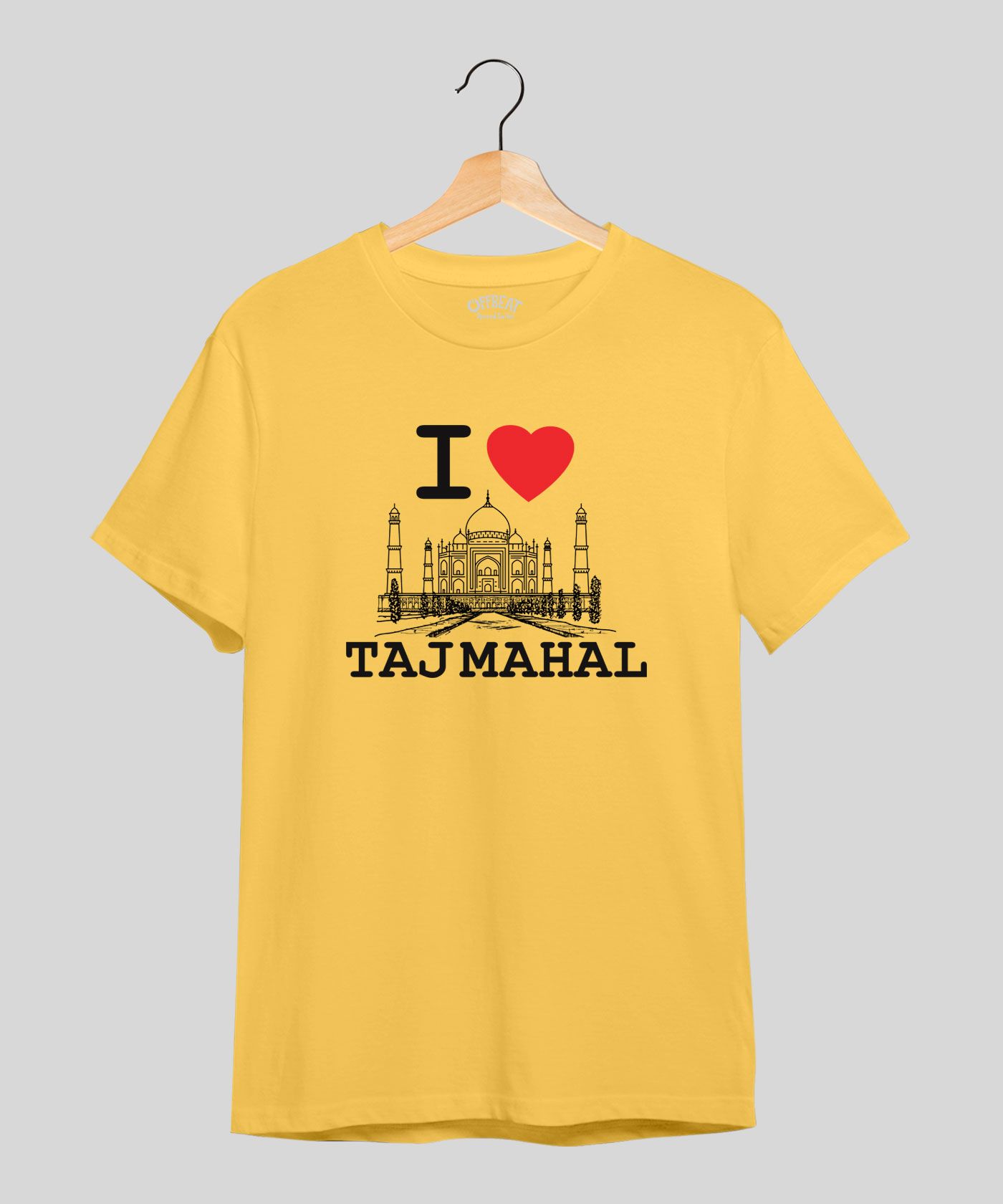 I Love Taj Mahal - Premium Round Neck Cotton Tees - Minion Yellow