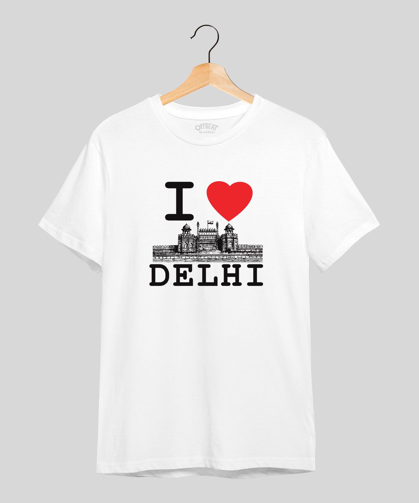 I Love Delhi - Premium Round Neck Cotton Tees - White