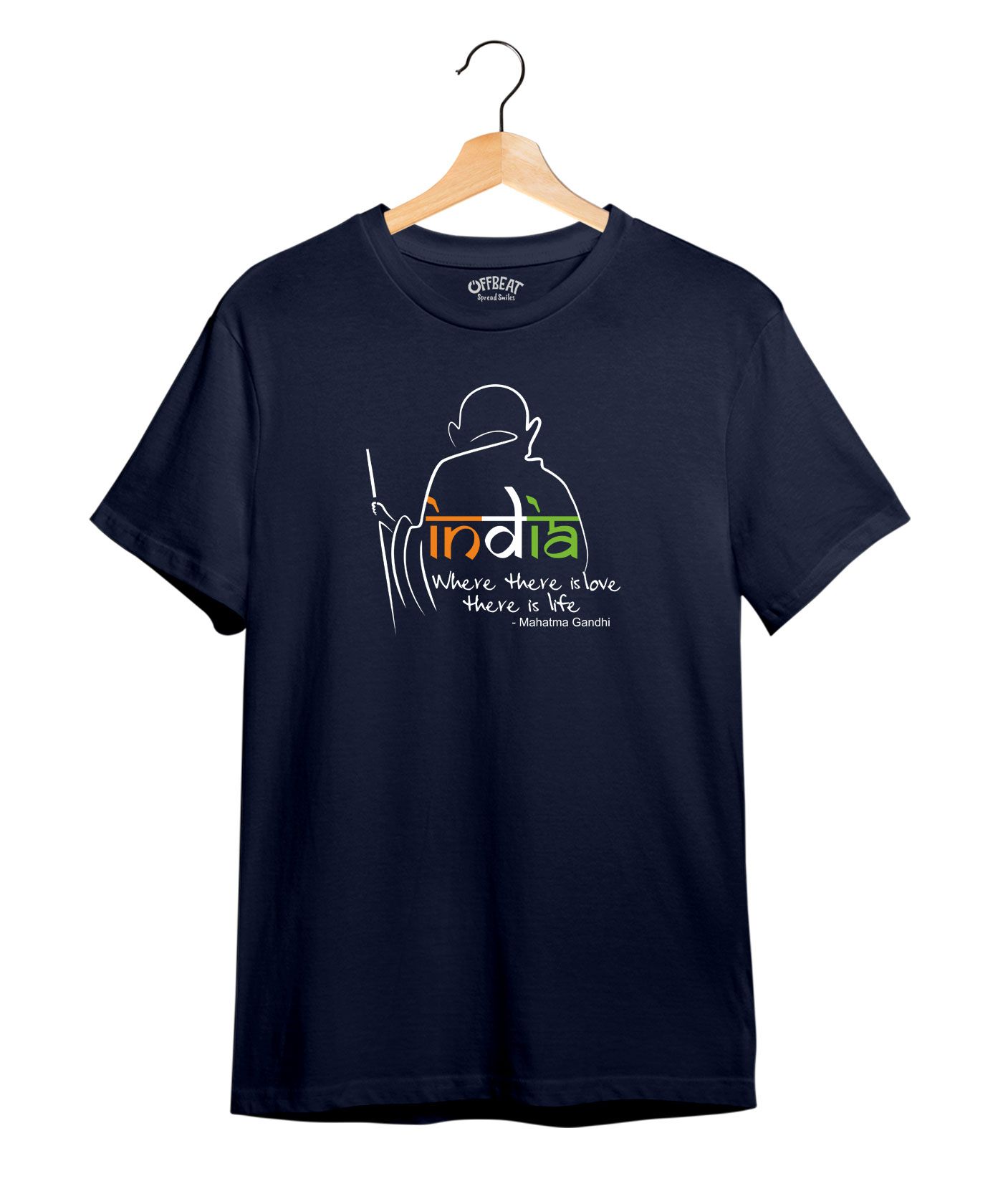 India Where There is Love - Premium Round Neck Cotton Tees -Navy Blue