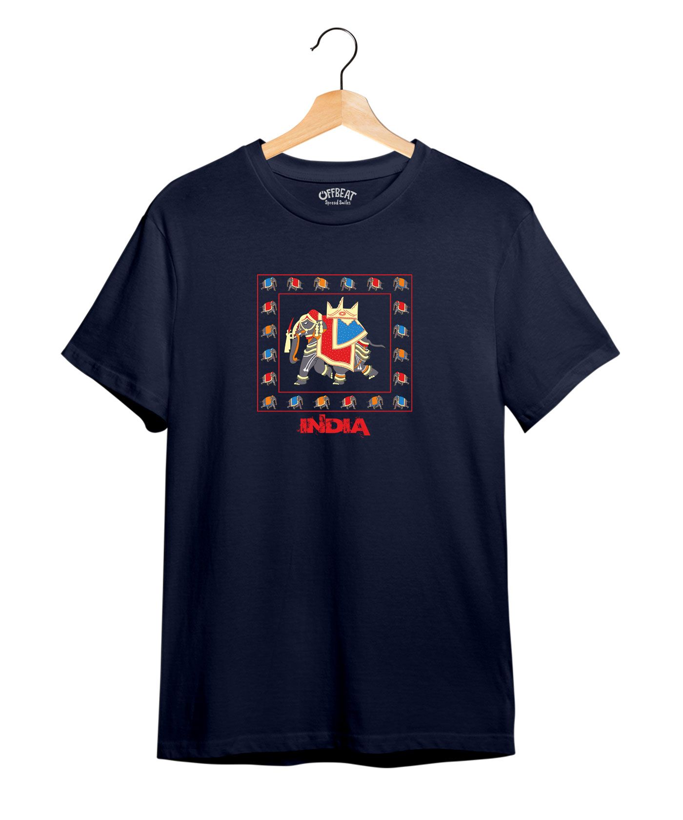 India Elephant - Premium Round Neck Cotton Tees -Navy Blue