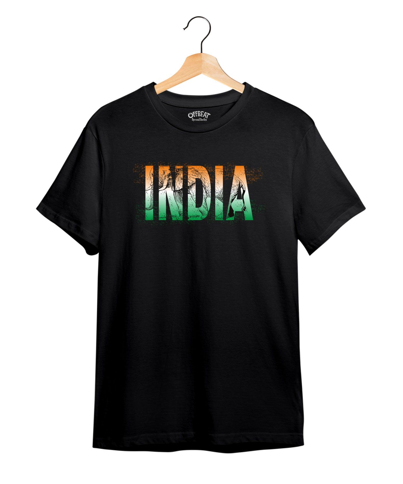 Indian Tri Colour - Premium Round Neck Cotton Tees -Black