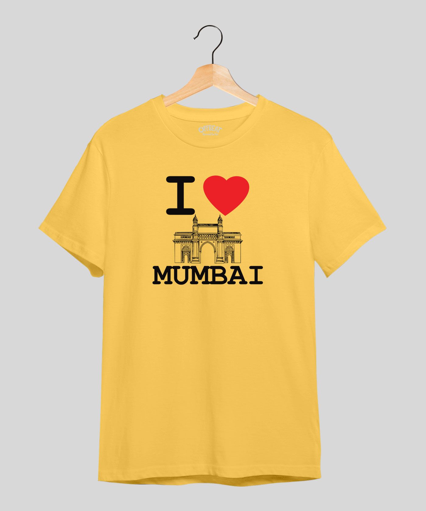 I Love Mumbai - Premium Round Neck Cotton Tees - Minion Yellow
