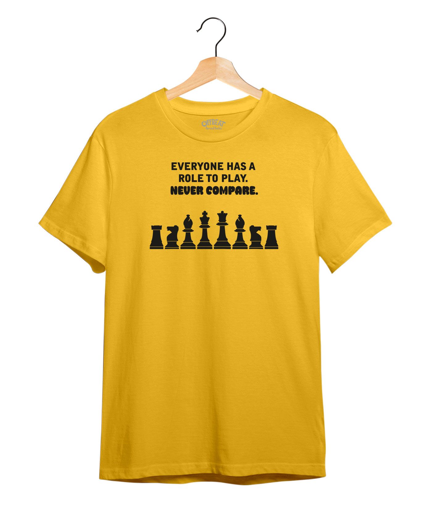 Never Compare  - 100% Cotton Round Neck Tee -Sunflower Yellow