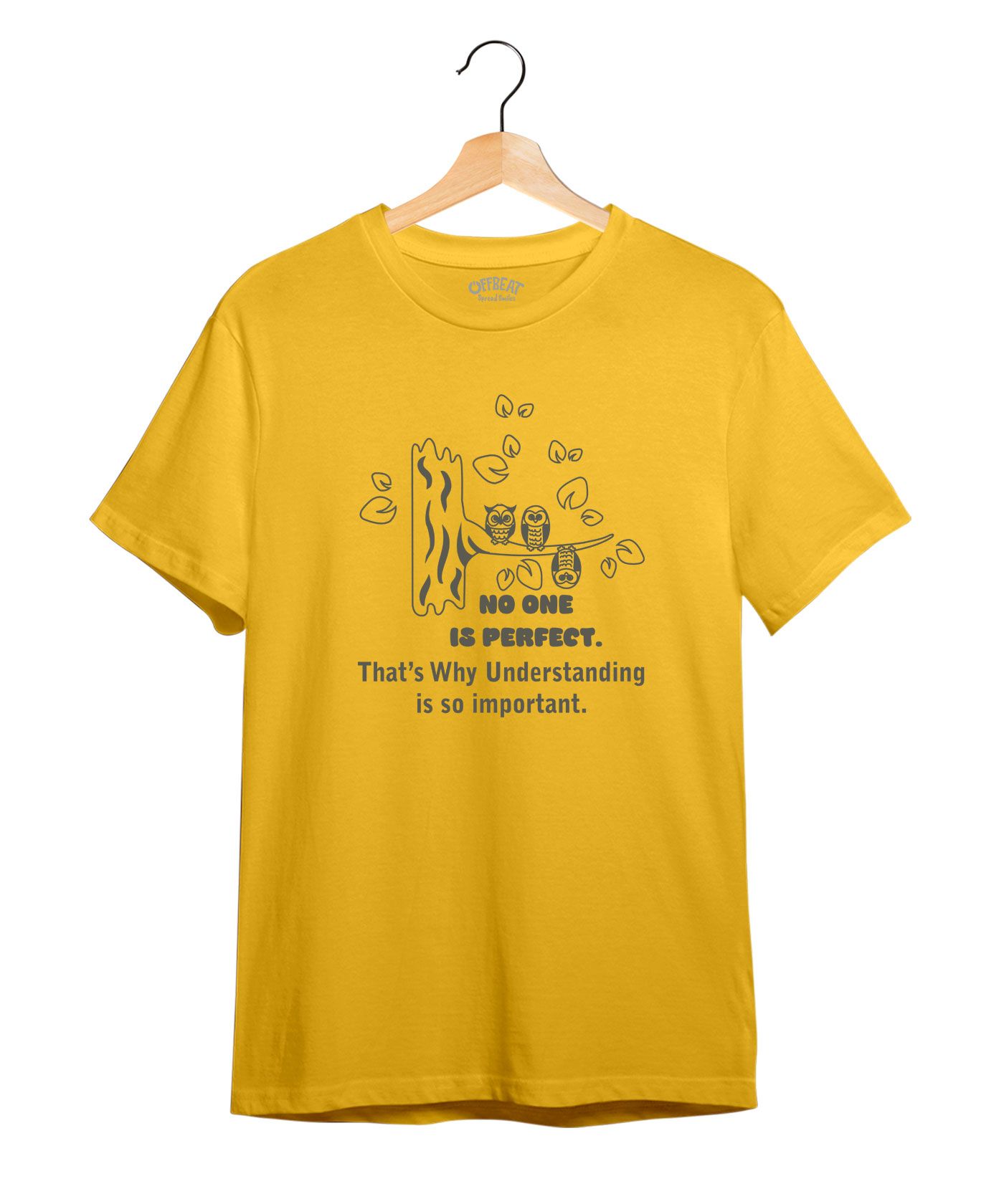 No One Is Perfect - 100% Cotton Round Neck Tee - Sunflower Yellow