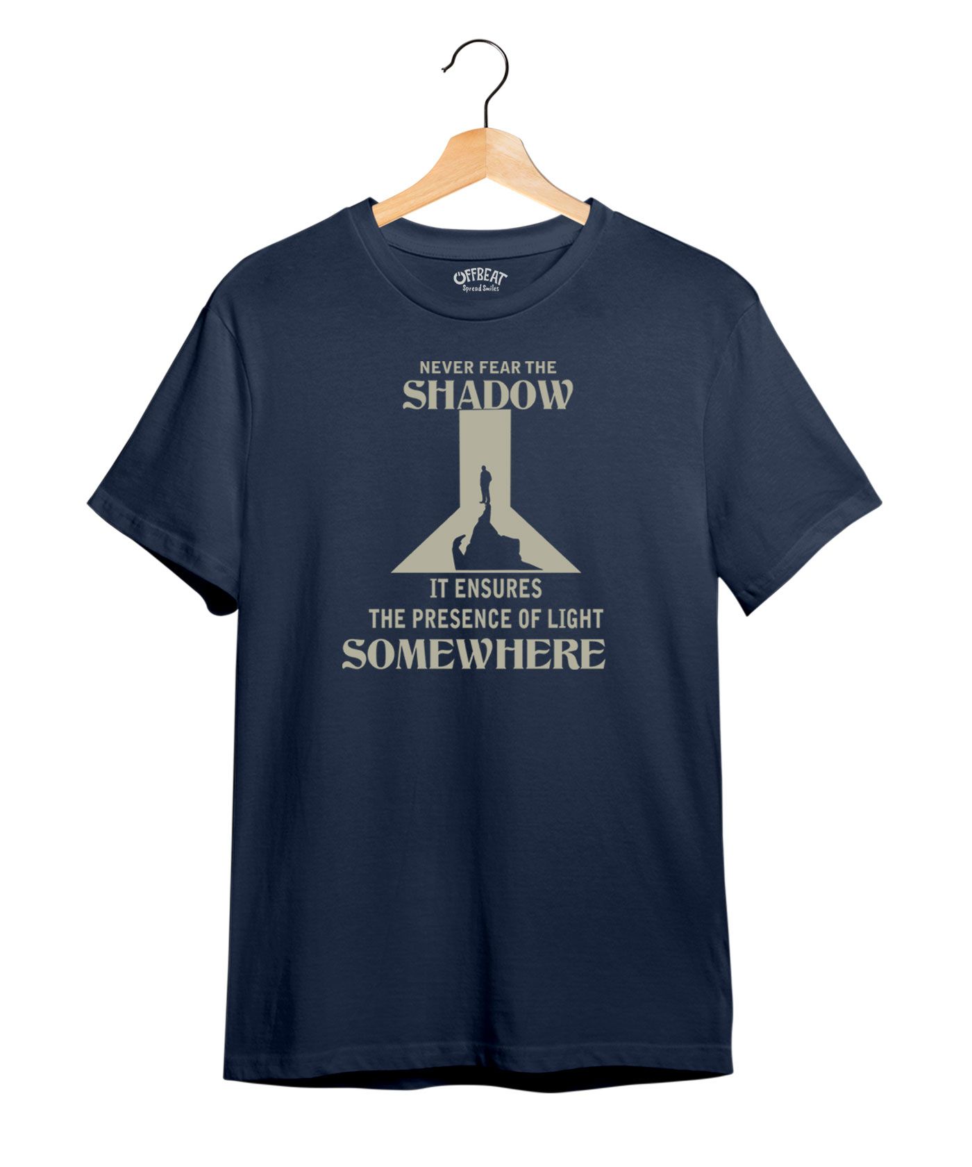 Light Somewhere - 100% Cotton Round Neck Tee - Navy Blue