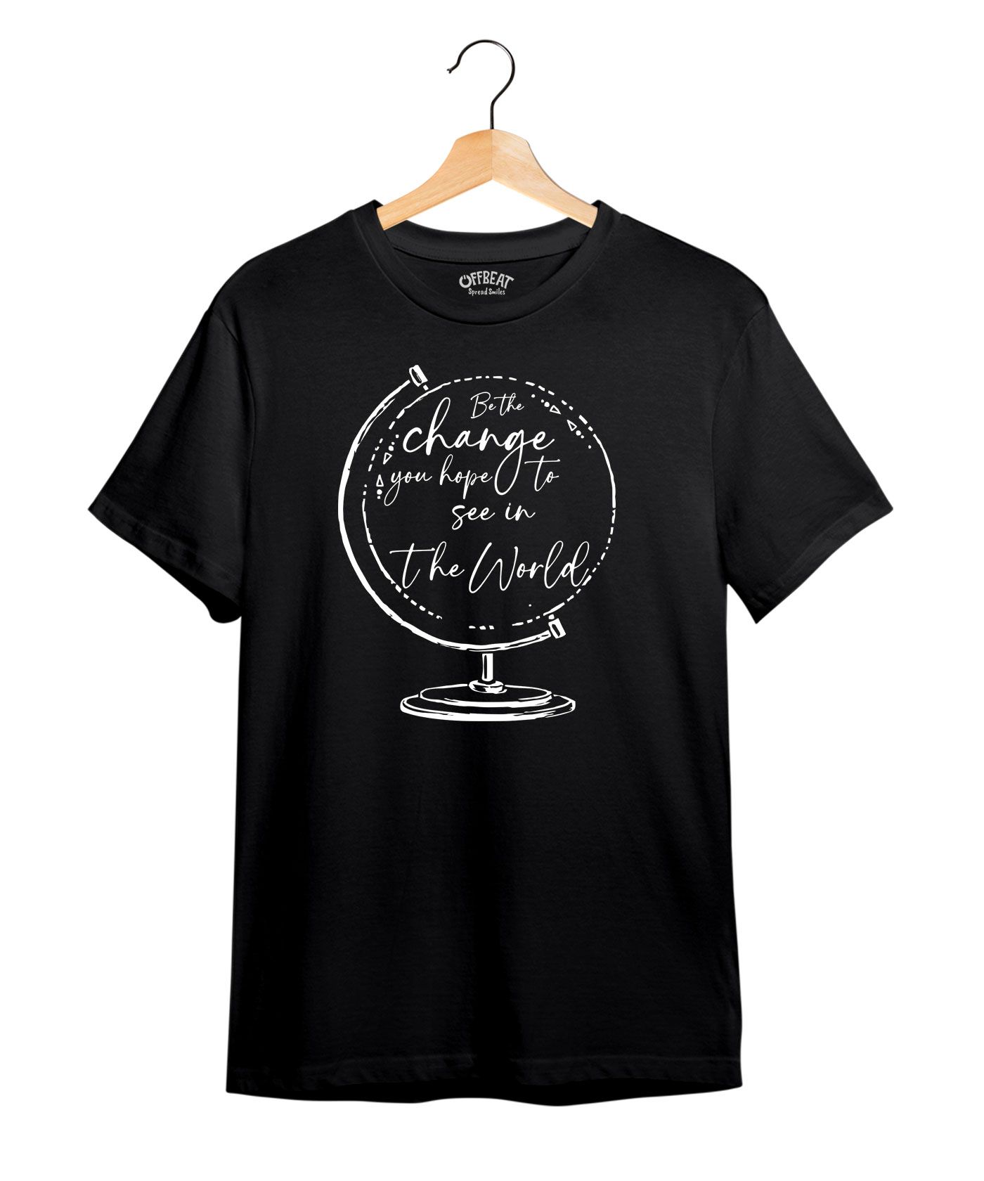 Be the Change - 100% Cotton Round Neck Tee - Black