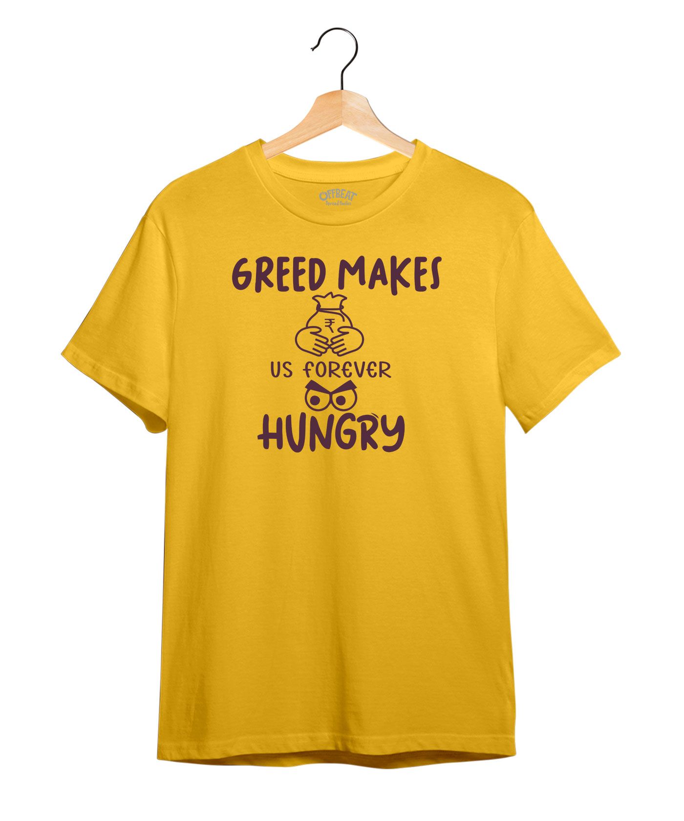 Greed - 100% Cotton Round Neck Tee - Sunflower Yellow