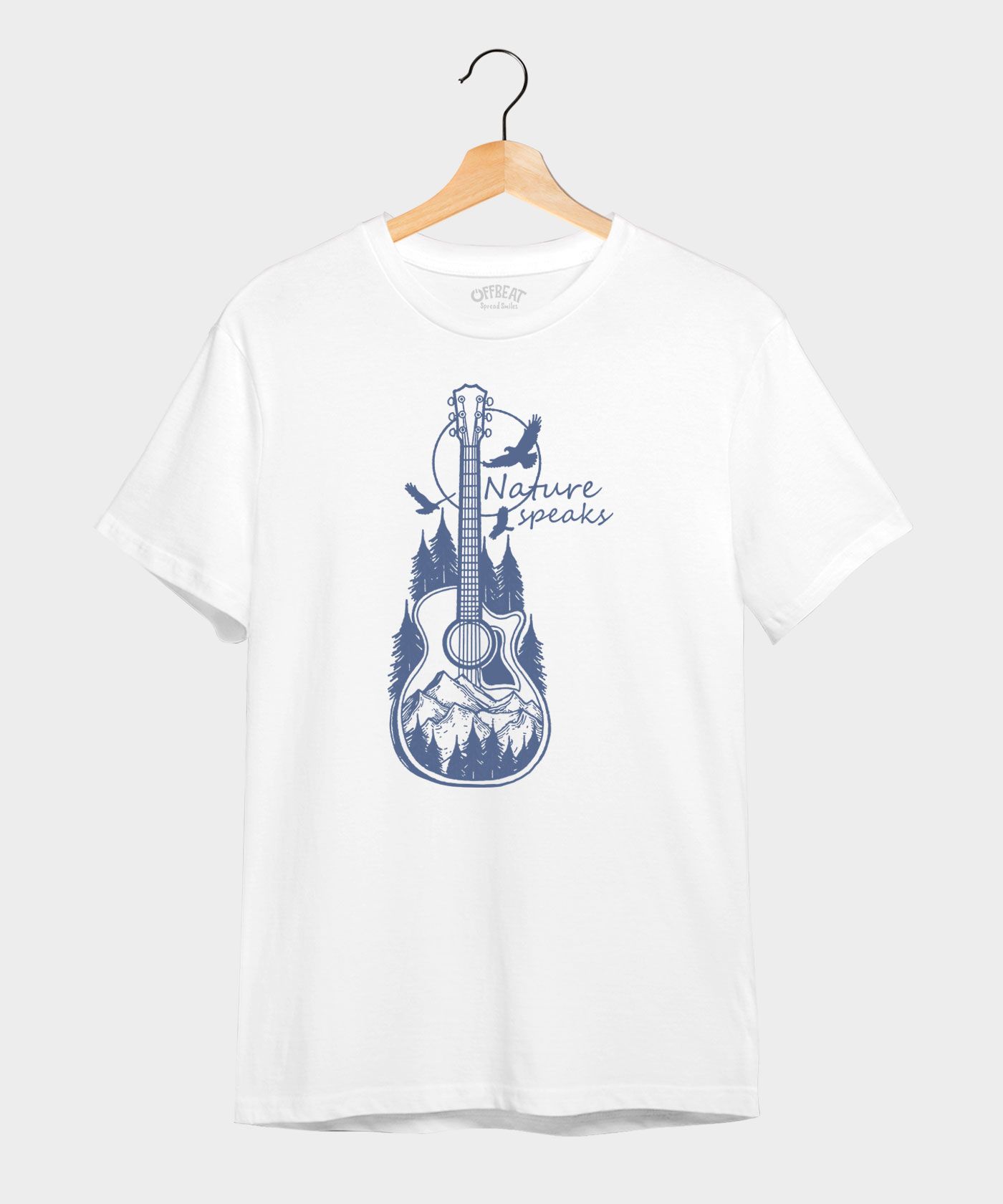 Nature's Rythym - 100% Cotton Round Neck Tee - White