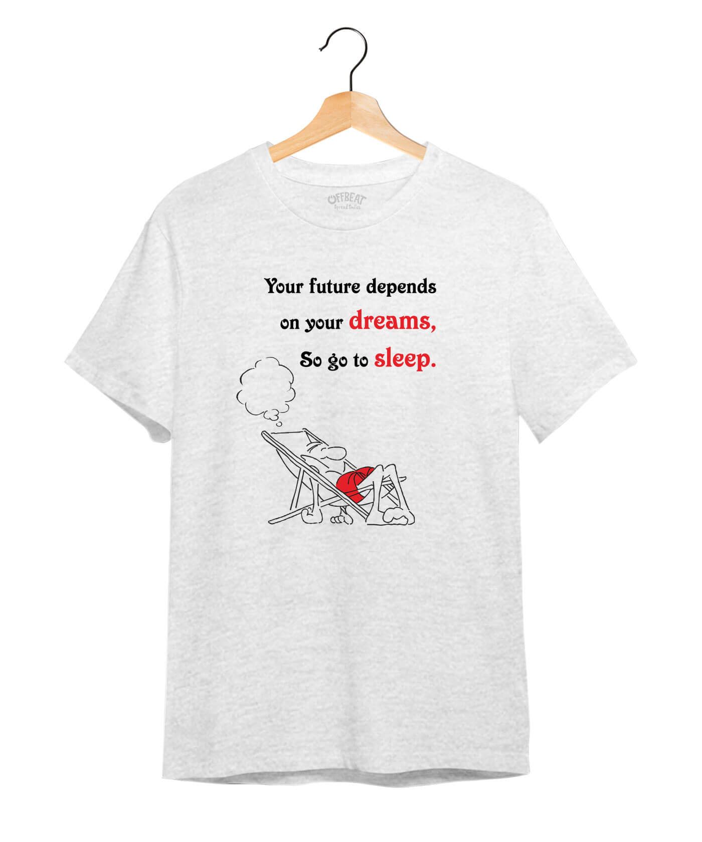 On Your Dreams - Premium Round Neck Cotton Tees - White Melange