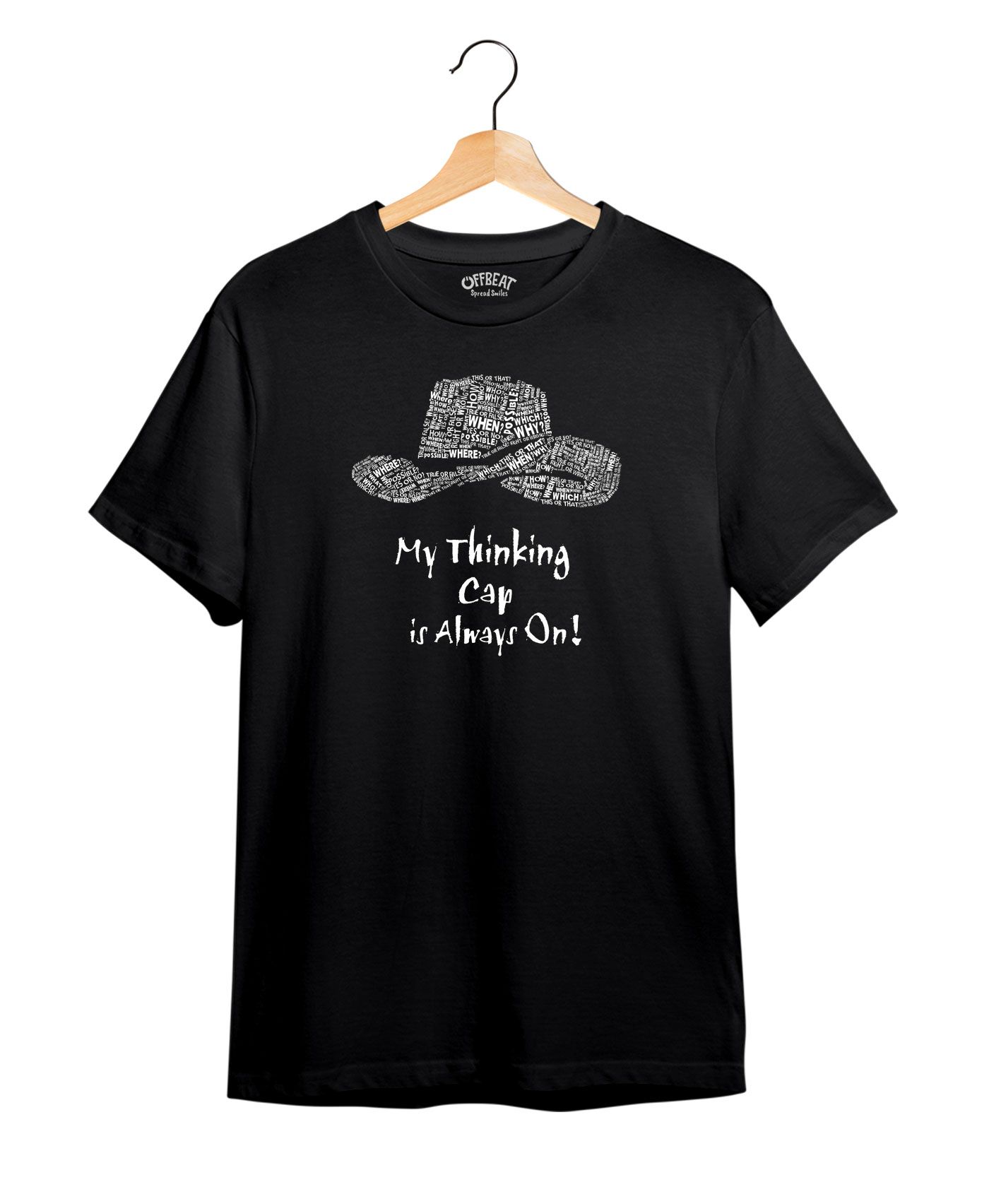 Thinking Cap - Premium Round Neck Cotton Tees - Black