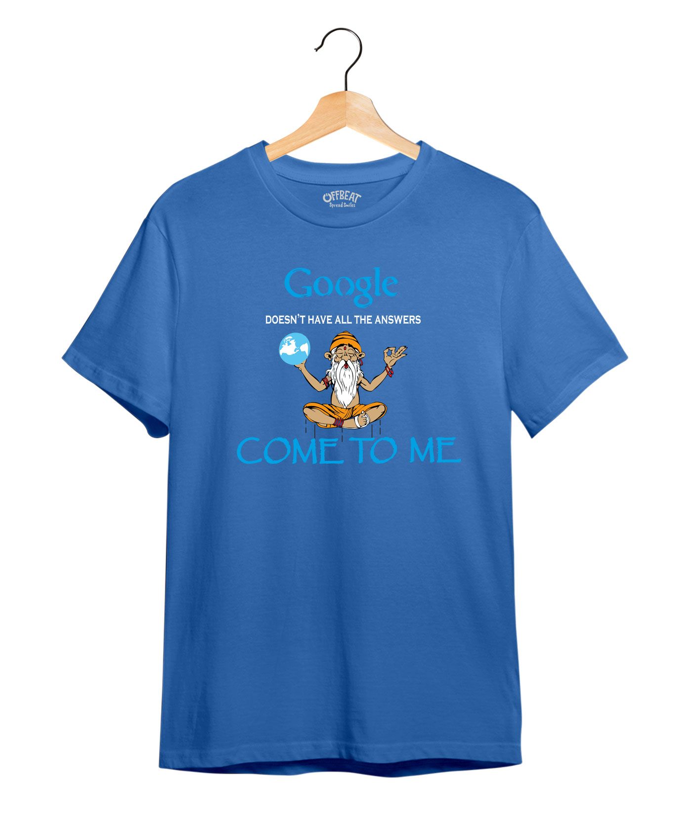 Google Answers - Premium Round Neck Cotton Tees - Electric Blue