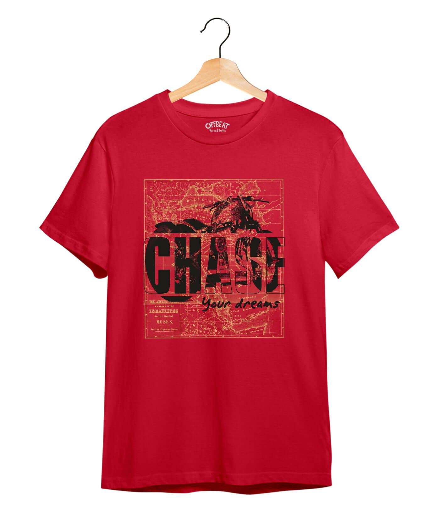 Chase Your Dream - Premium Round Neck Cotton Tees - Red