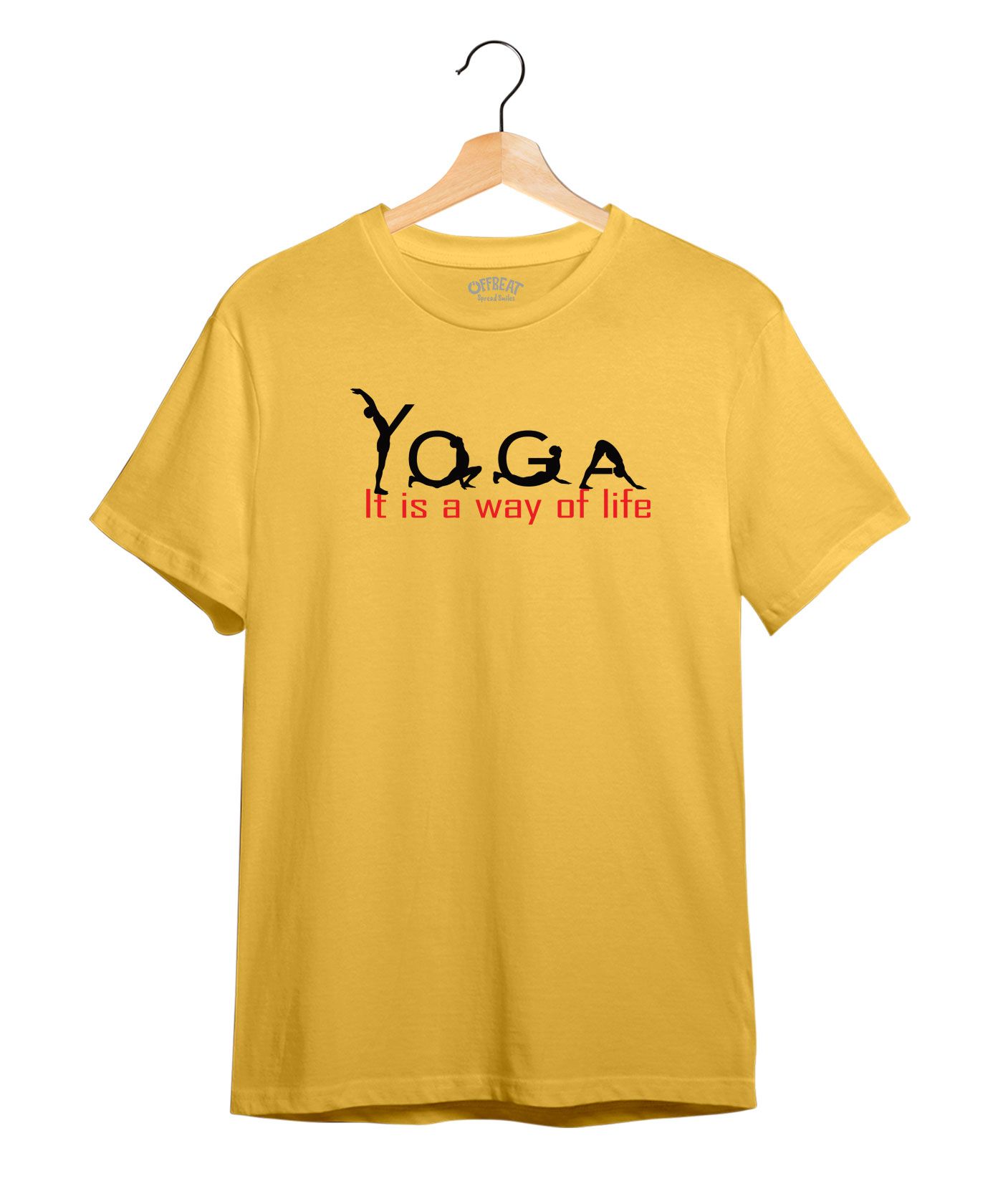 Yoga it's a way of life - Premium Round Neck Cotton Tees - Minion Yellow