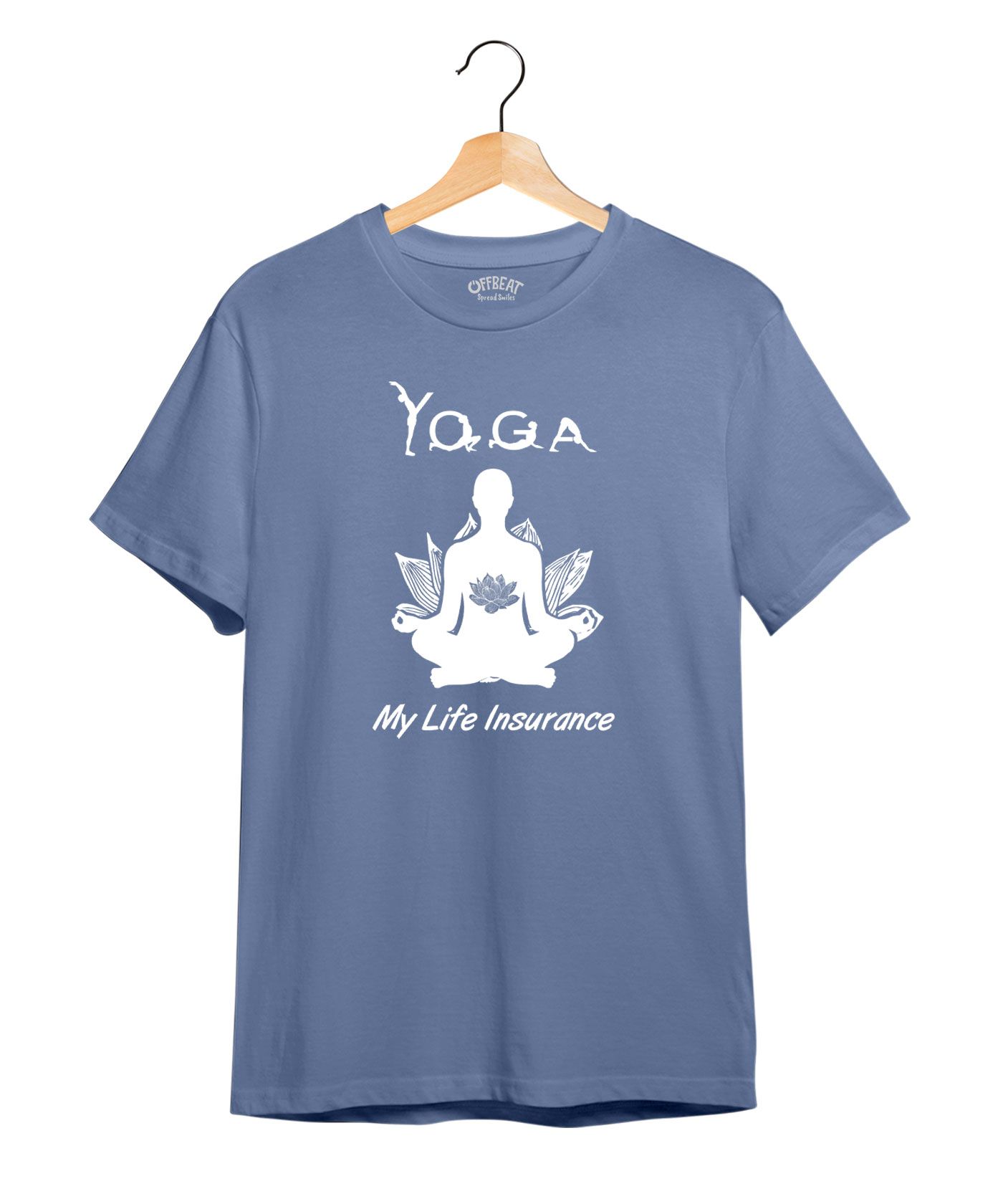 Yoga, Life Insurance - Premium Round Neck Cotton Tees - Pigeon Blue