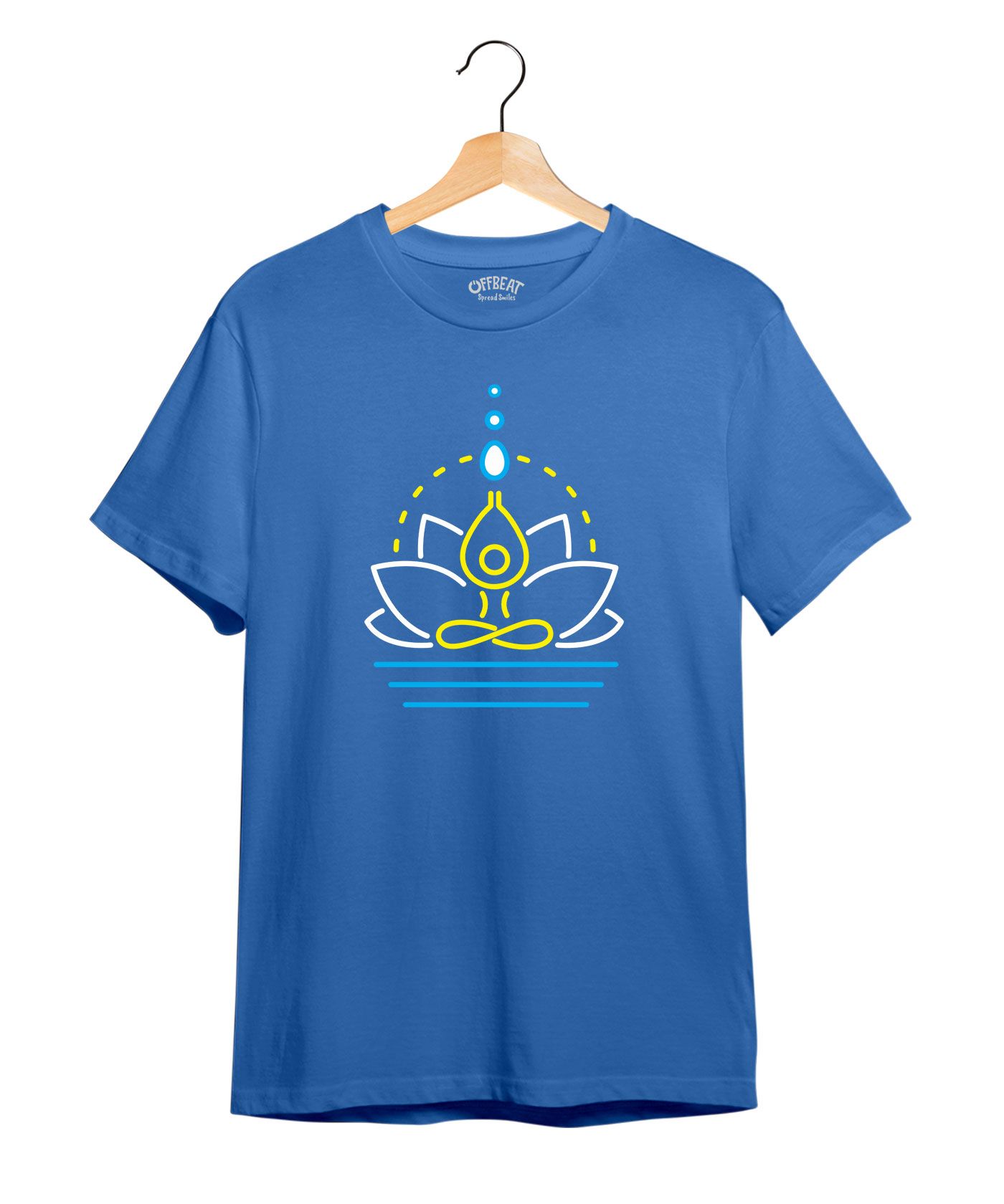 Lotus Yoga - Premium Round Neck Cotton Tees - Electric Blue