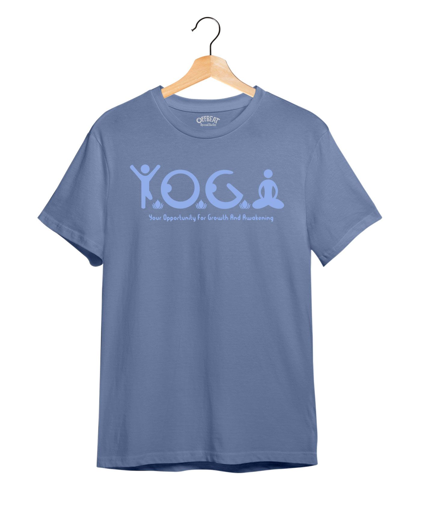 Awakening Yoga - Premium Round Neck Cotton Tees - Pigeon Blue