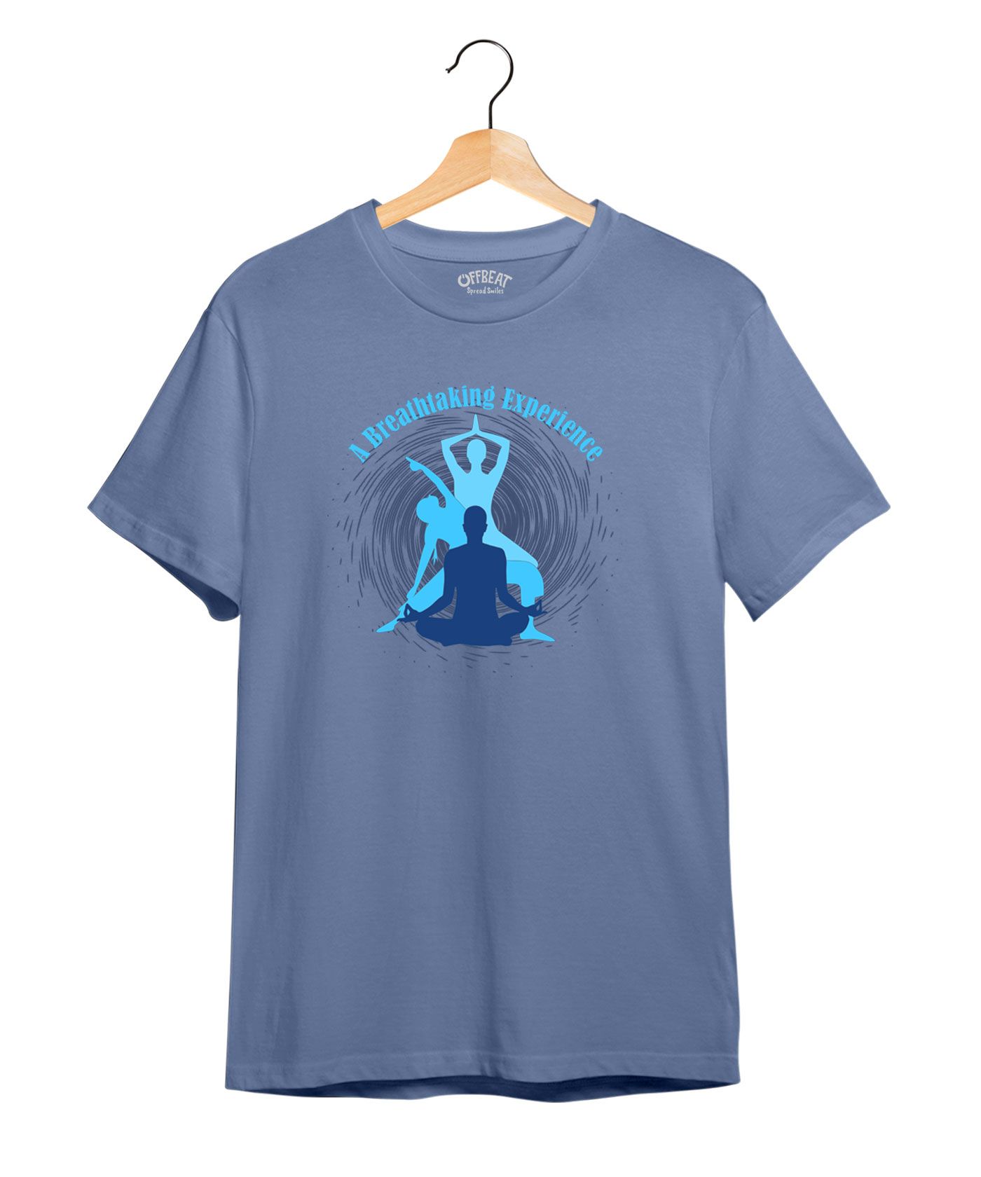 A Breathtaking Experience - Premium Round Neck Cotton Tees - Pigeon Blue