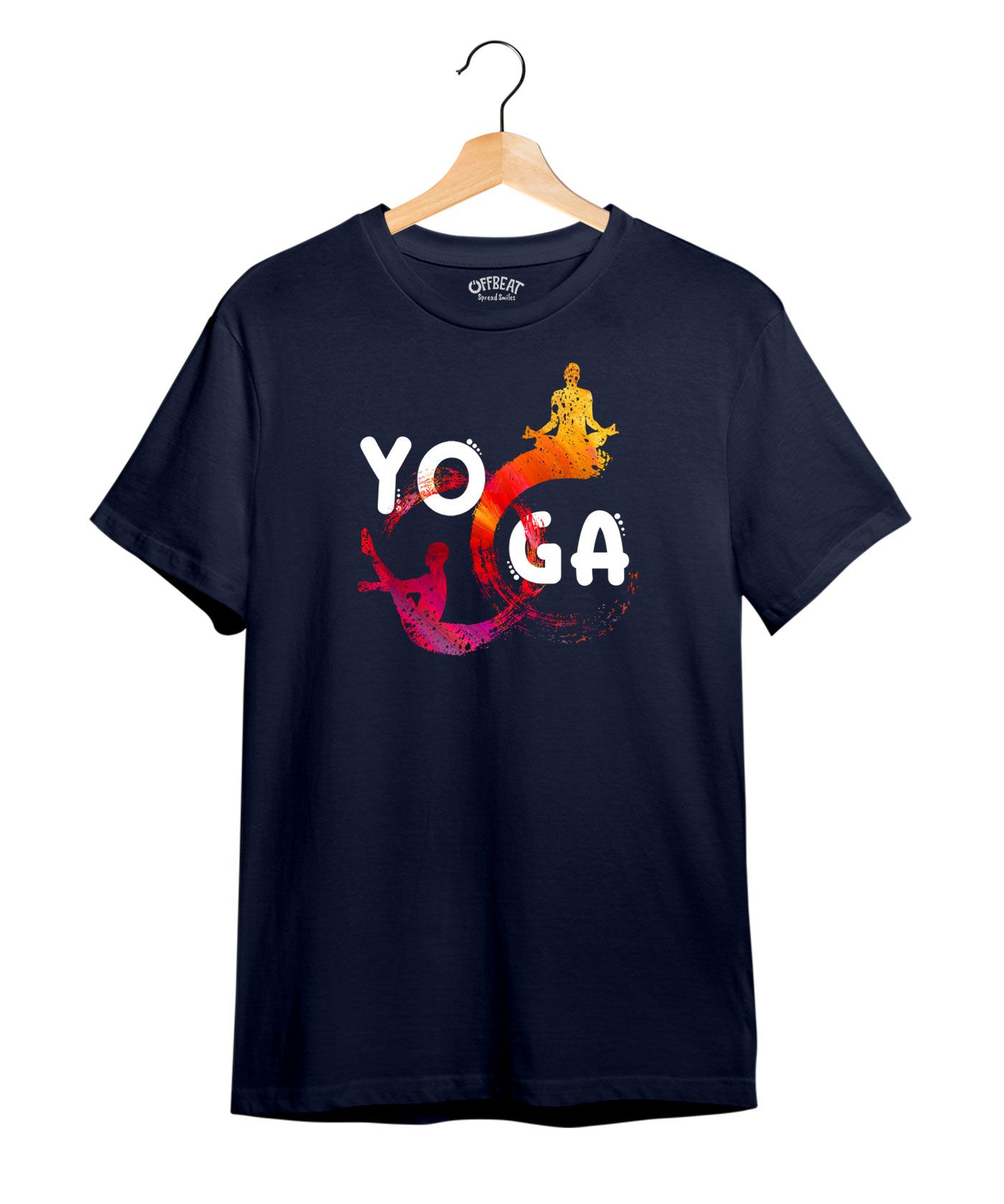 Yoga, Meditation - Premium Round Neck Cotton Tees - Navy Blue