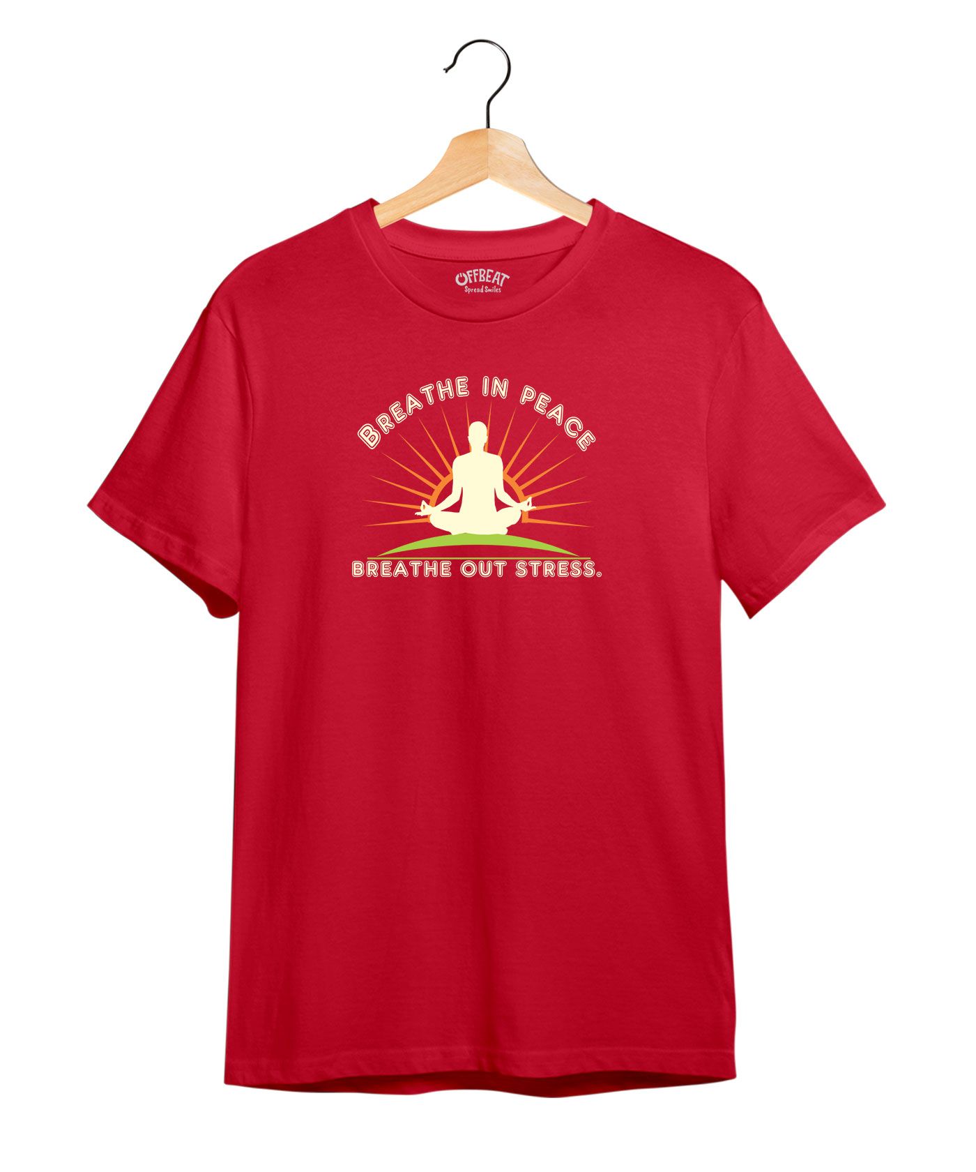 Breathe In, Breathe Out - Premium Round Neck Cotton Tees - Red