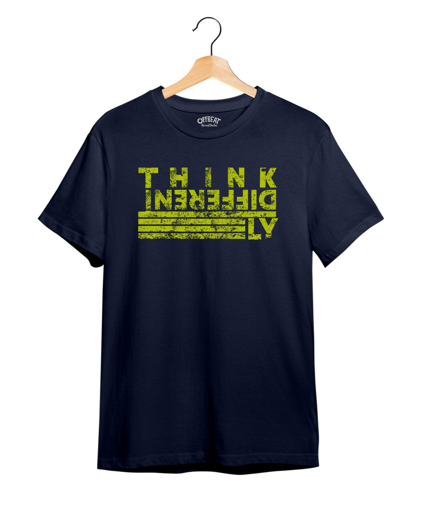 Think Differently - Premium Round Neck Cotton Tees - Navy Blue