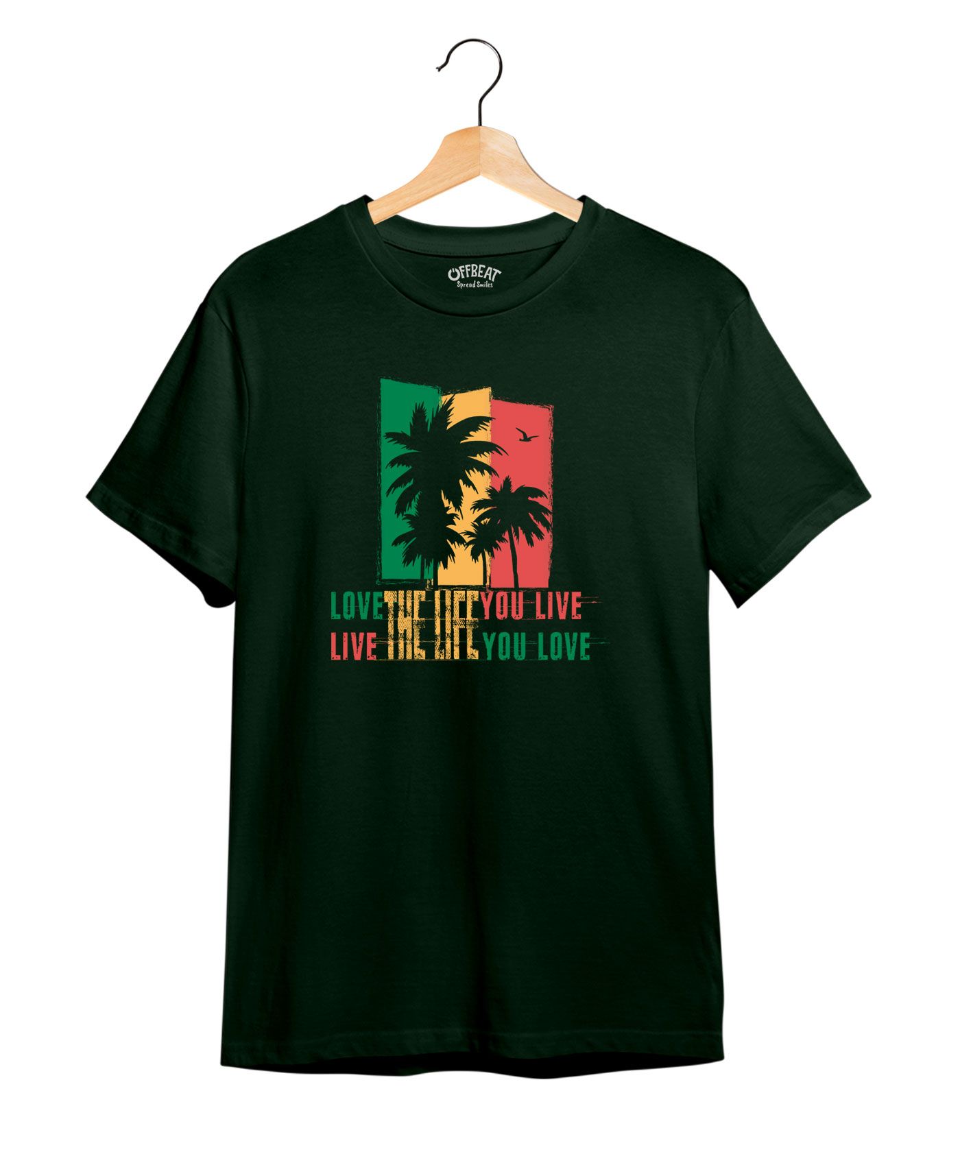 Love Life - Premium Round Neck Cotton Tees - Bottle Green