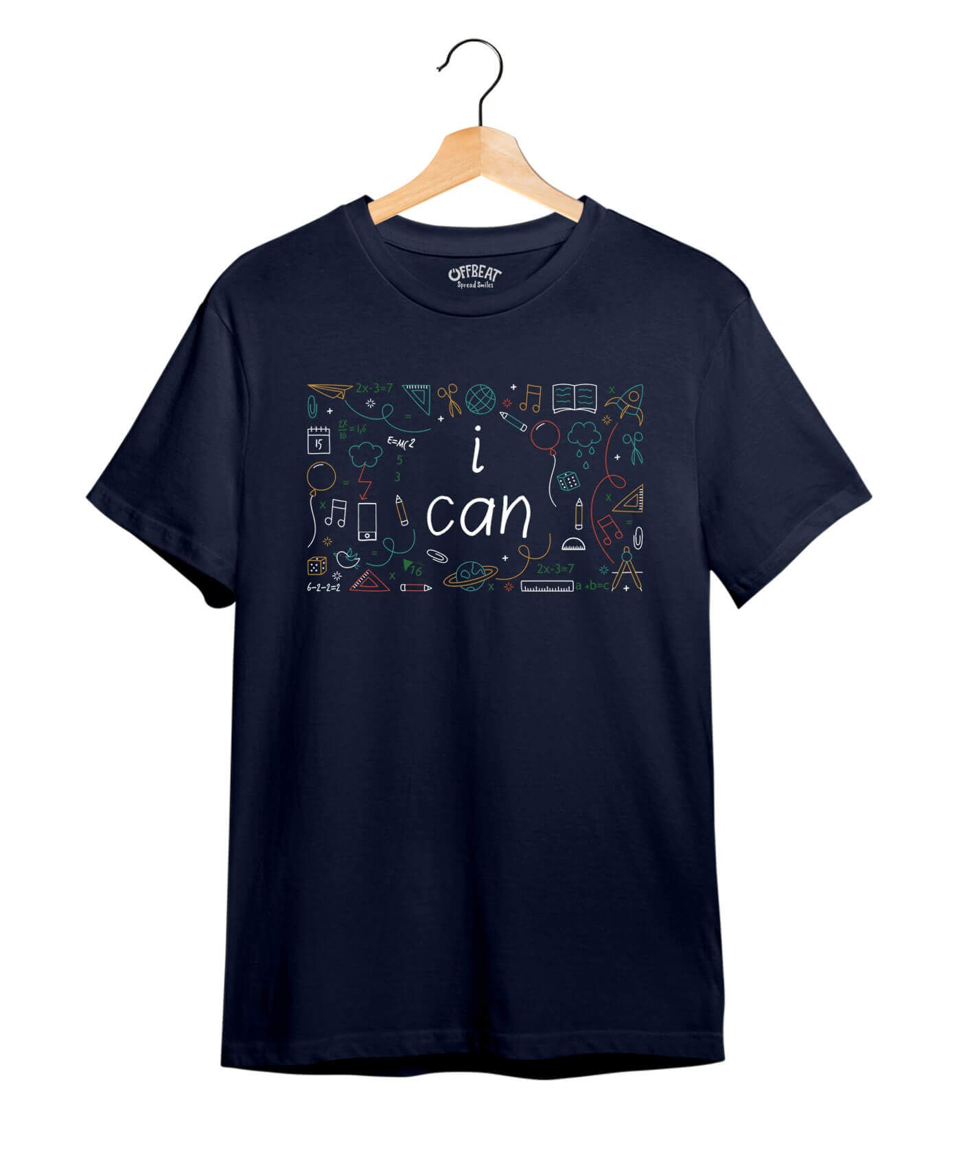 I Can - Premium Round Neck Cotton Tees - Navy Blue