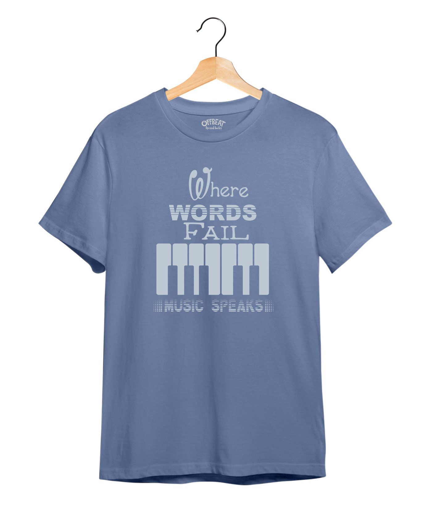 Music Speaks - Premium Round Neck Cotton Tees - Pigeon Blue