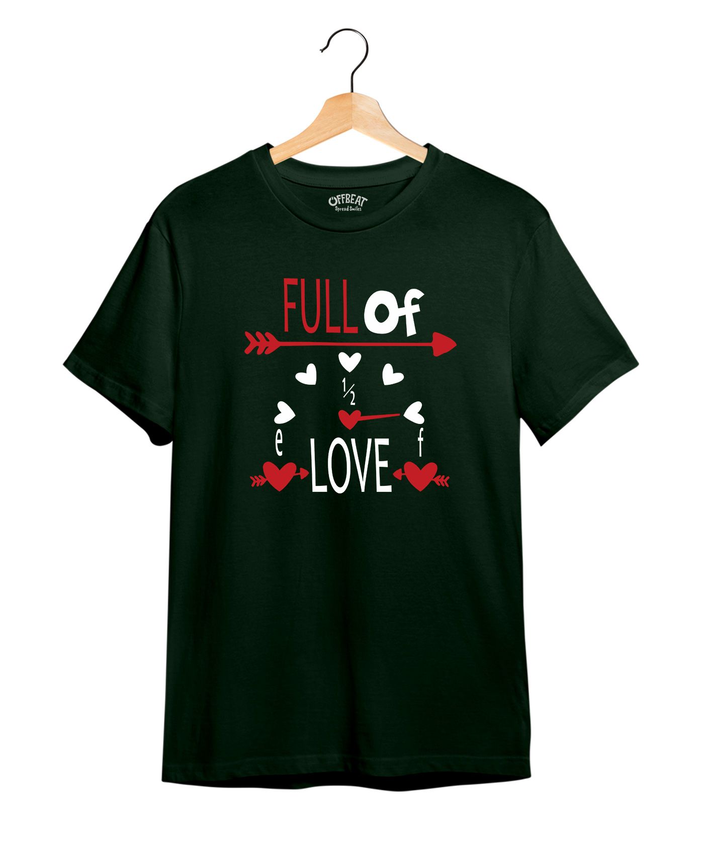 Full Of Love - Premium Round Neck Couple Tees in Cotton for Men - Bottle Green
