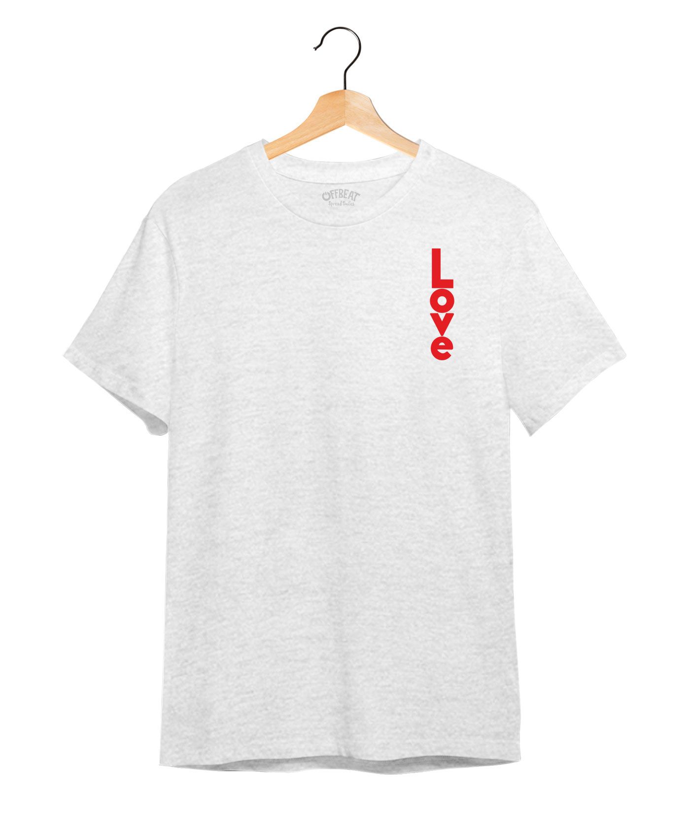 Love - Premium Round Neck Couple Tees in Cotton for Men - White Melange